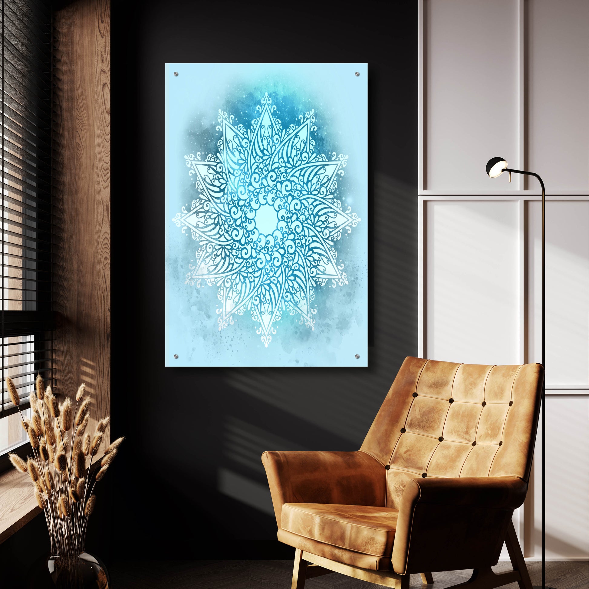 Epic Art 'Blue Mandala Stars' by Sabrina Balbuena, Acrylic Glass Wall Art,24x36