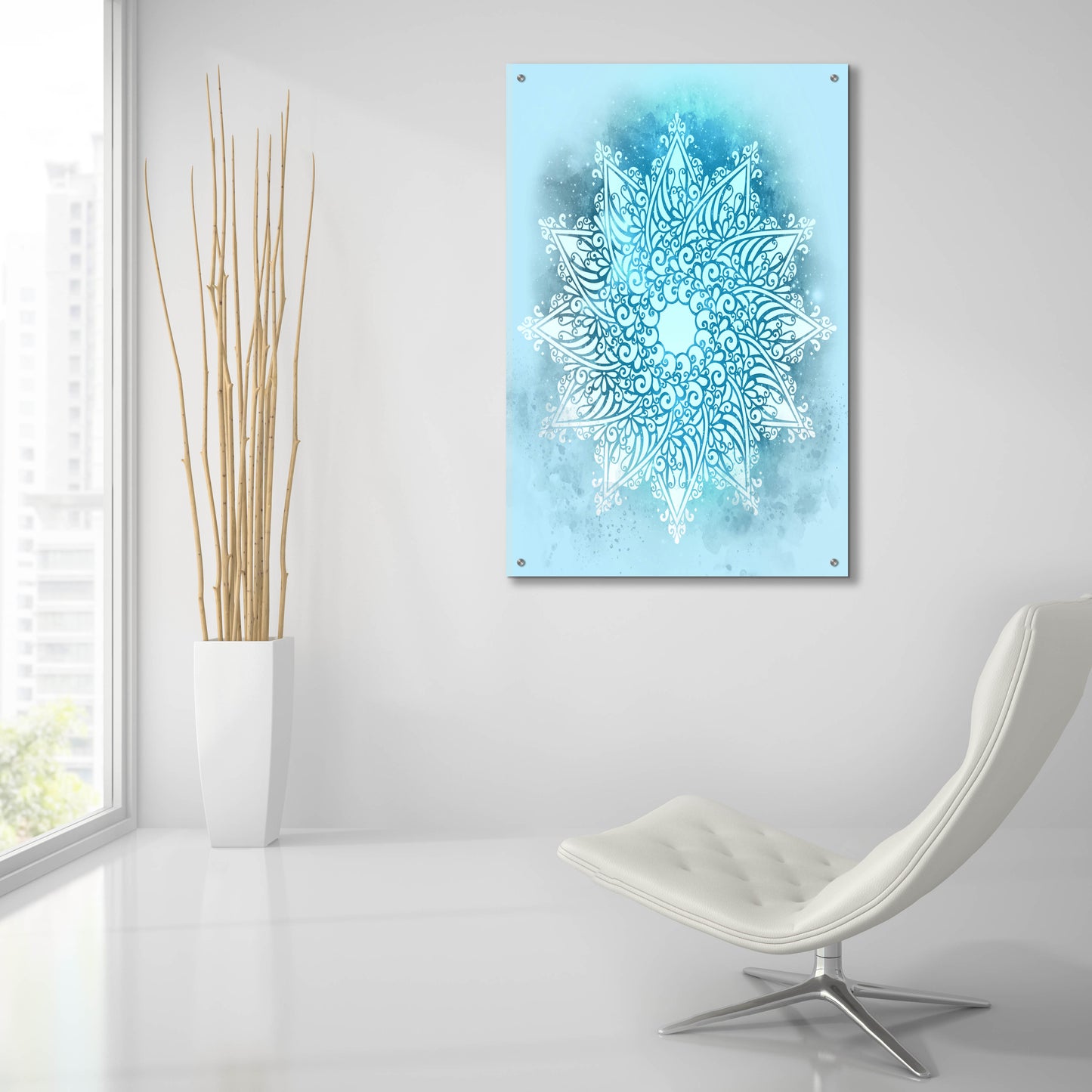 Epic Art 'Blue Mandala Stars' by Sabrina Balbuena, Acrylic Glass Wall Art,24x36