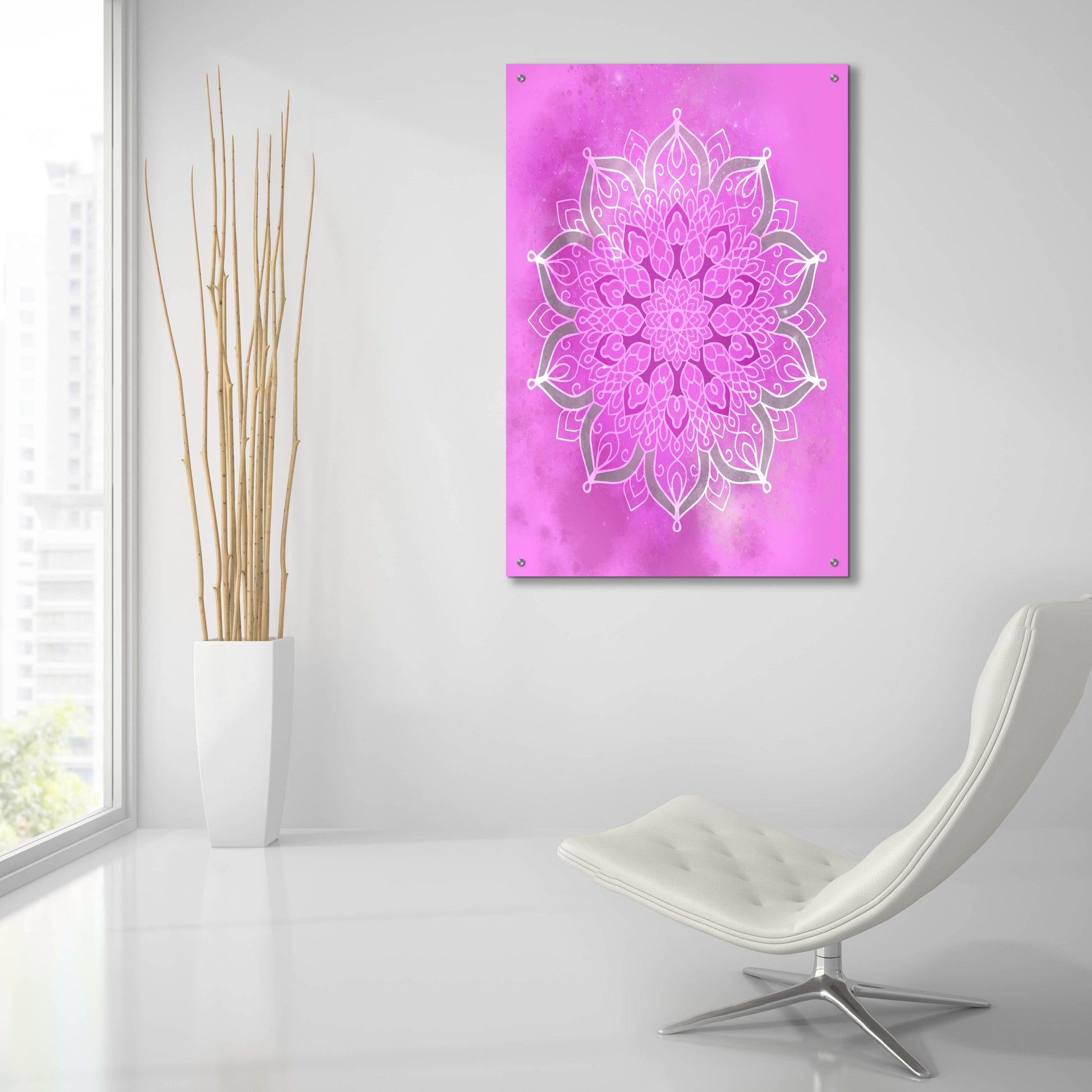 Epic Art 'Purple Mandala Stars' by Sabrina Balbuena, Acrylic Glass Wall Art,24x36