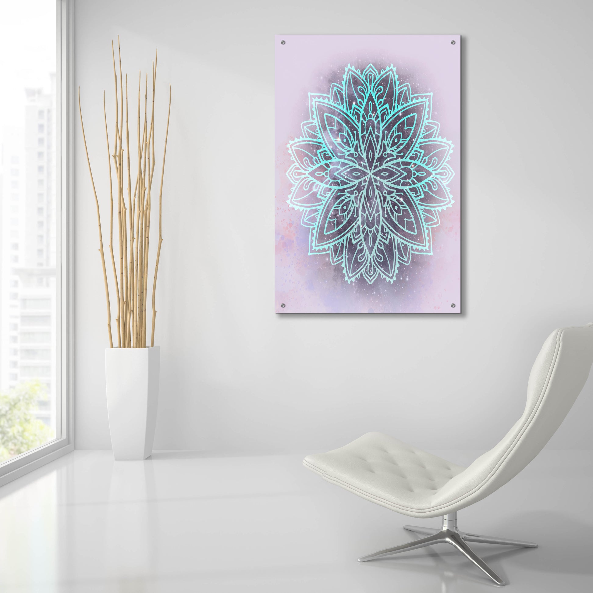 Epic Art 'Mandala Blue Space' by Sabrina Balbuena, Acrylic Glass Wall Art,24x36