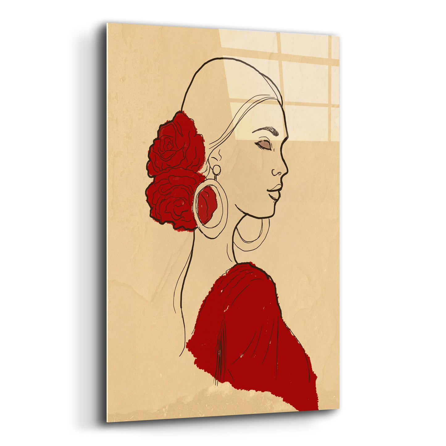 Epic Art 'Spanish Flamenco Woman Dancer Portrait' by Sabrina Balbuena, Acrylic Glass Wall Art,12x16