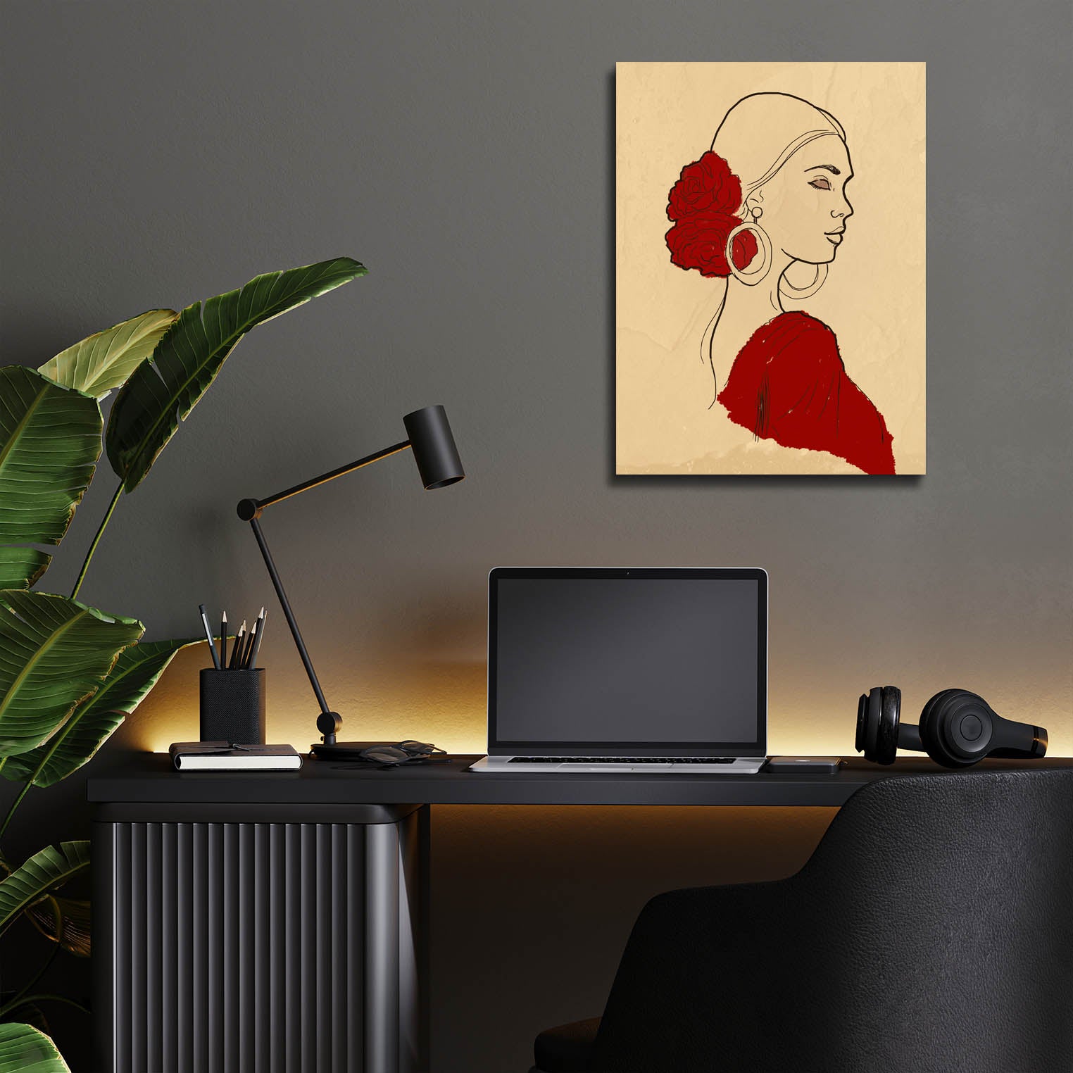 Epic Art 'Spanish Flamenco Woman Dancer Portrait' by Sabrina Balbuena, Acrylic Glass Wall Art,12x16