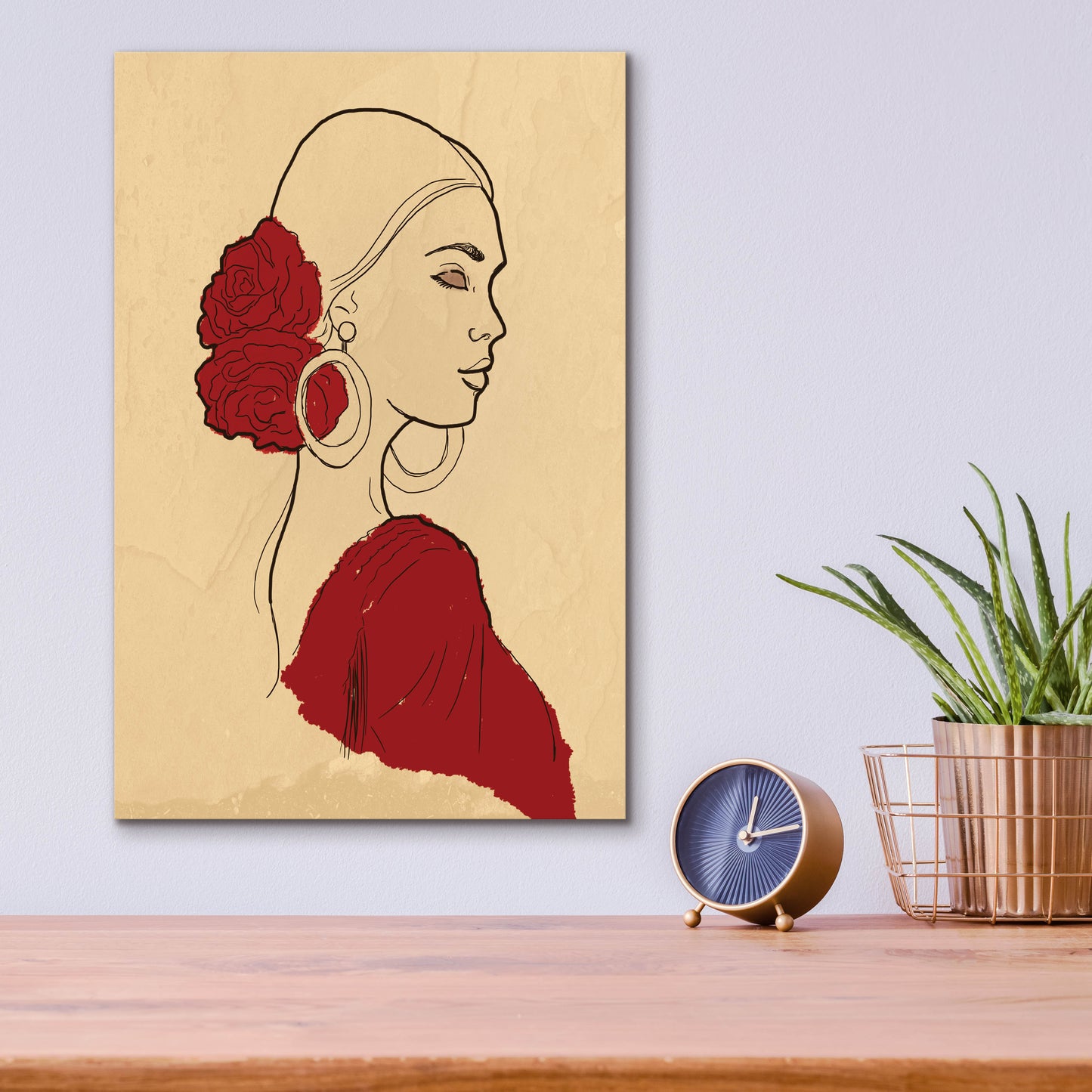 Epic Art 'Spanish Flamenco Woman Dancer Portrait' by Sabrina Balbuena, Acrylic Glass Wall Art,12x16