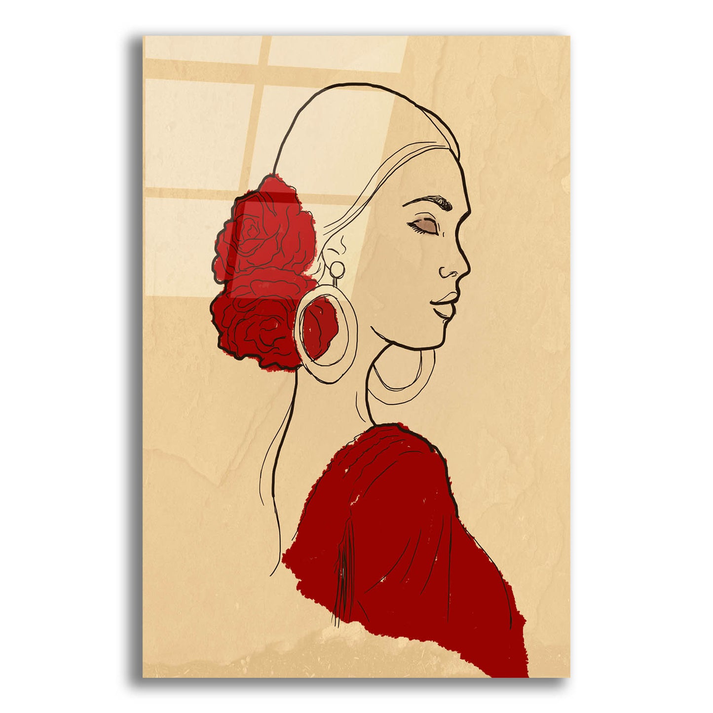 Epic Art 'Spanish Flamenco Woman Dancer Portrait' by Sabrina Balbuena, Acrylic Glass Wall Art,12x16