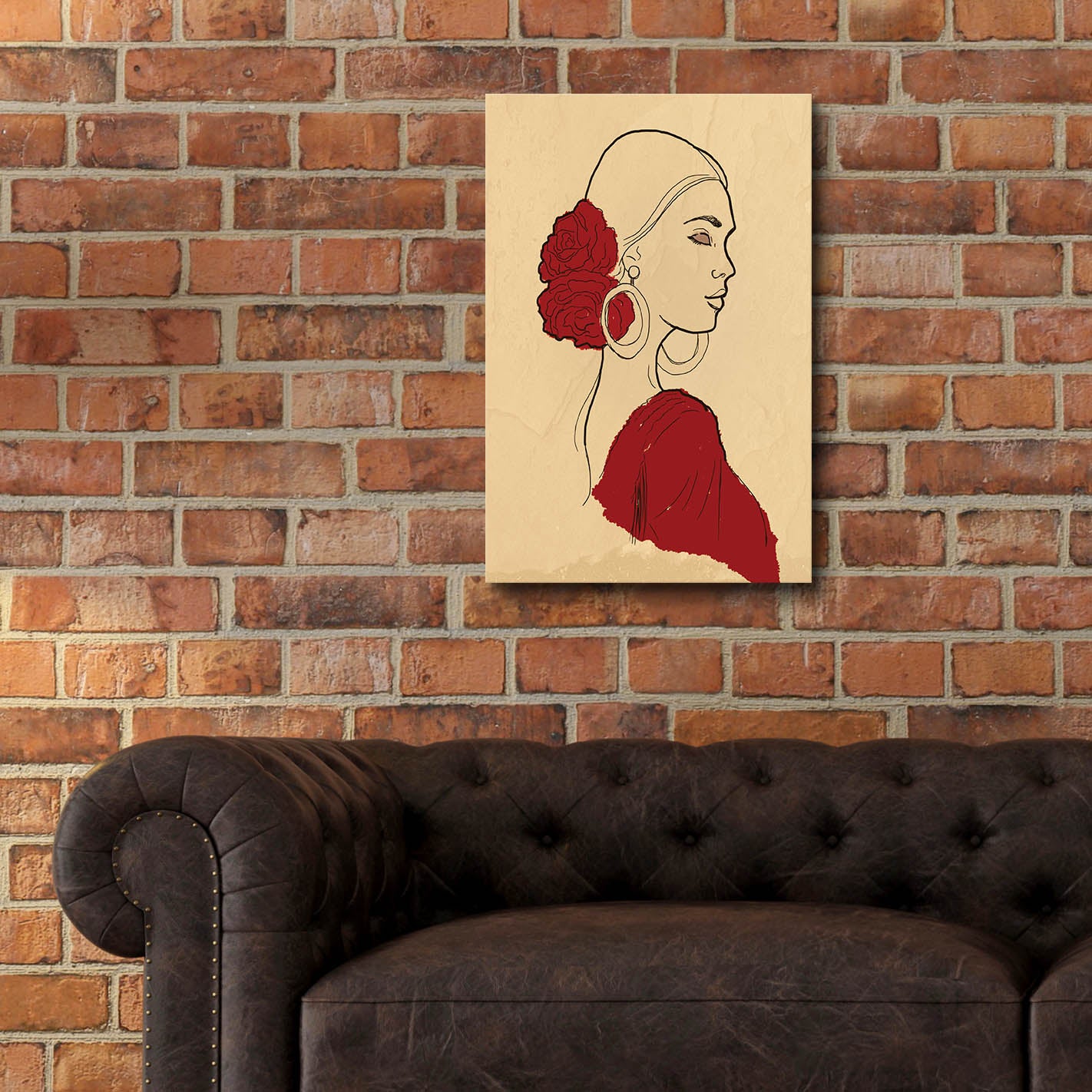 Epic Art 'Spanish Flamenco Woman Dancer Portrait' by Sabrina Balbuena, Acrylic Glass Wall Art,16x24