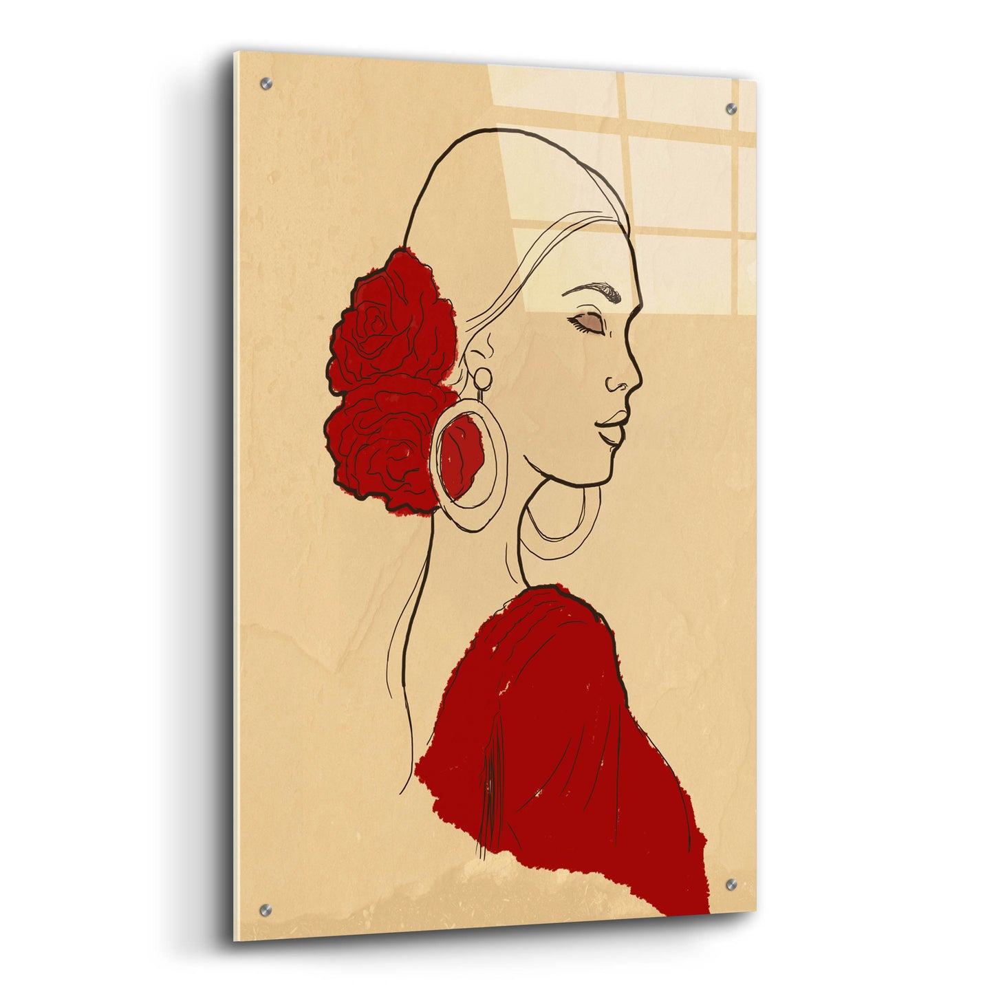 Epic Art 'Spanish Flamenco Woman Dancer Portrait' by Sabrina Balbuena, Acrylic Glass Wall Art,24x36