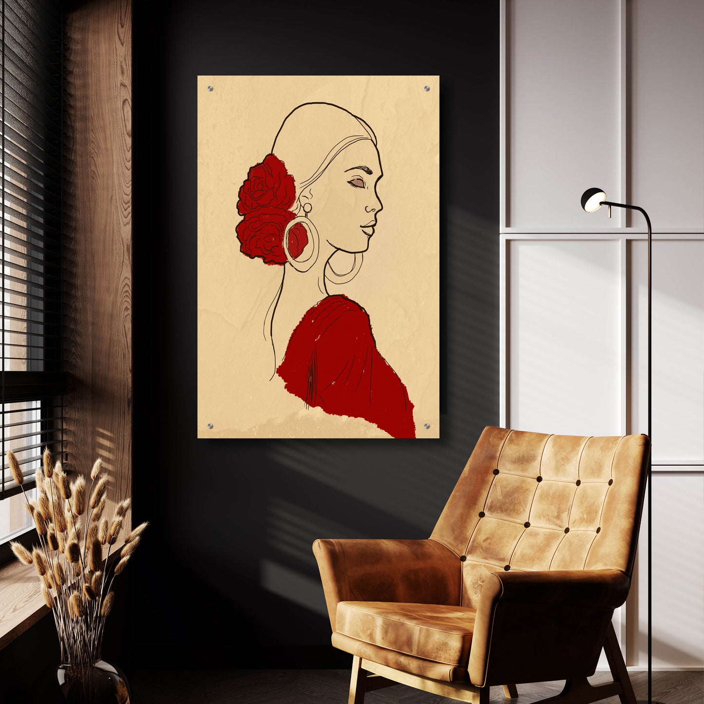 Epic Art 'Spanish Flamenco Woman Dancer Portrait' by Sabrina Balbuena, Acrylic Glass Wall Art,24x36