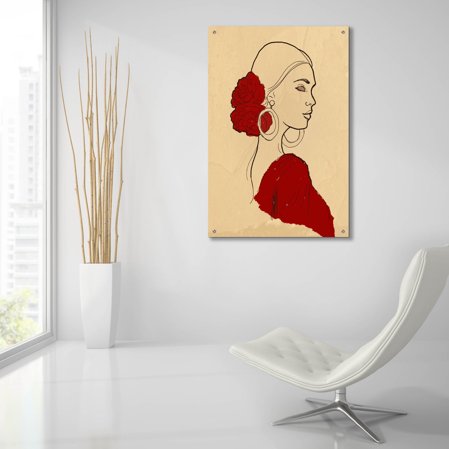 Epic Art 'Spanish Flamenco Woman Dancer Portrait' by Sabrina Balbuena, Acrylic Glass Wall Art,24x36