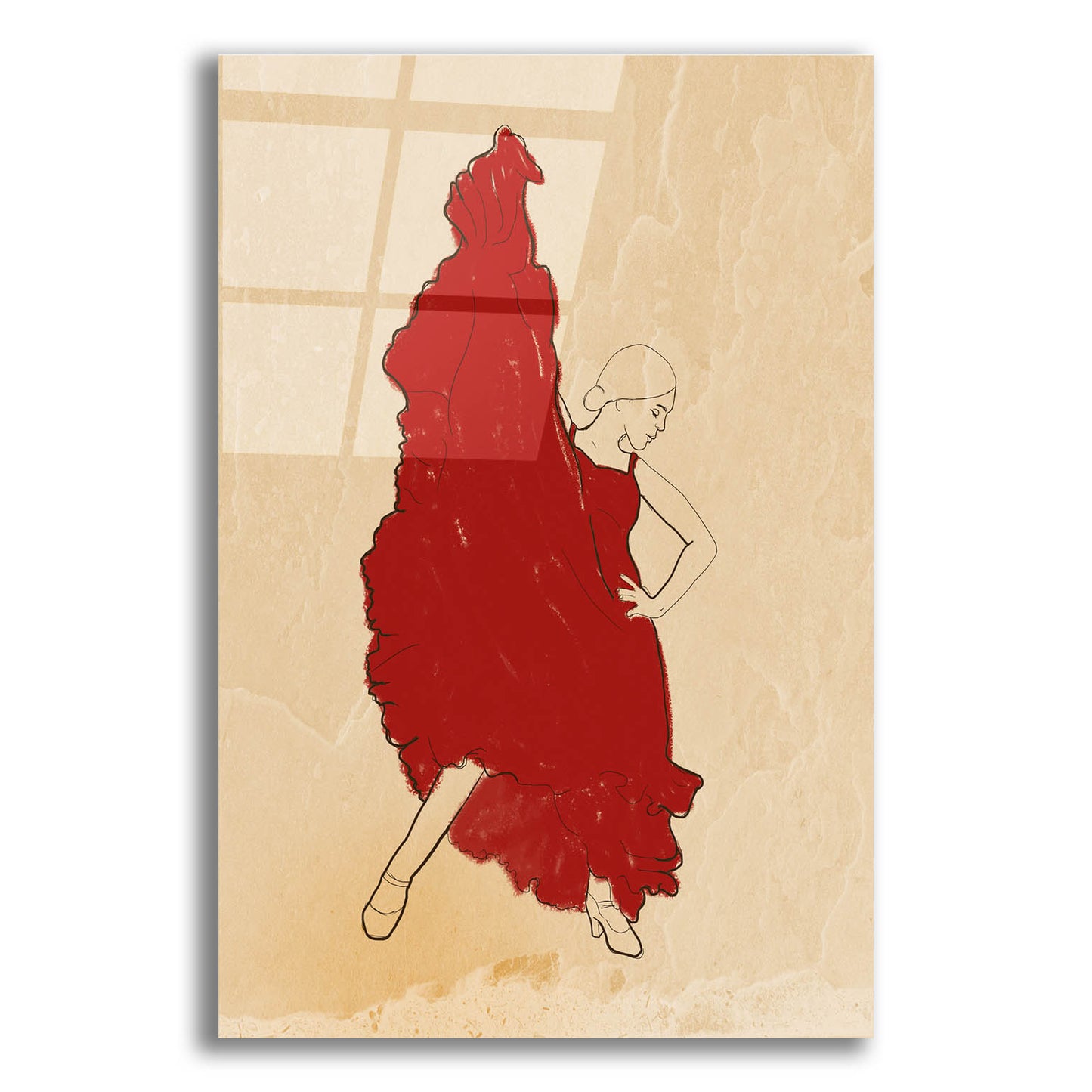 Epic Art 'Spanish Flamenco Woman Dancer' by Sabrina Balbuena, Acrylic Glass Wall Art,12x16