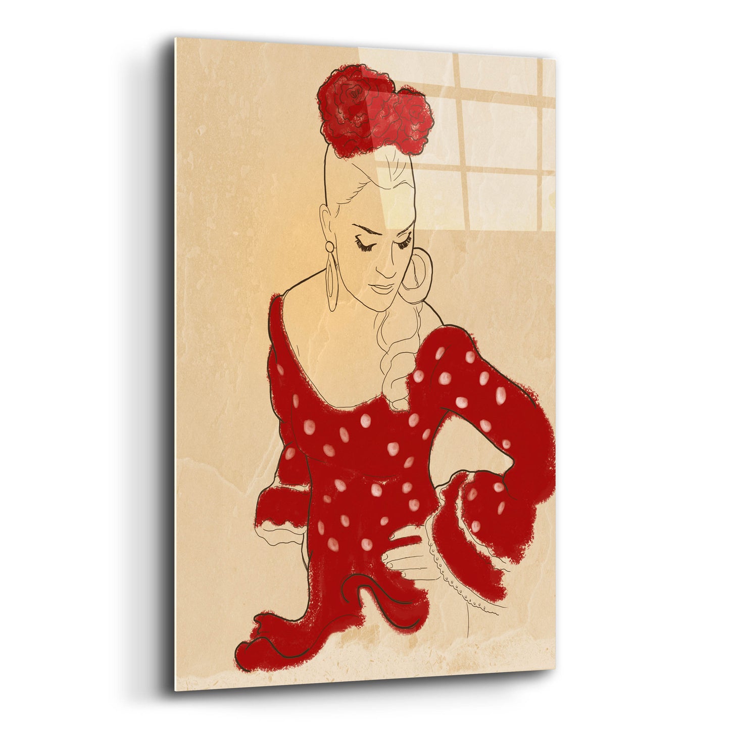 Epic Art 'Spanish Flamenco Woman Dancer In A Dotty Dress' by Sabrina Balbuena, Acrylic Glass Wall Art,12x16