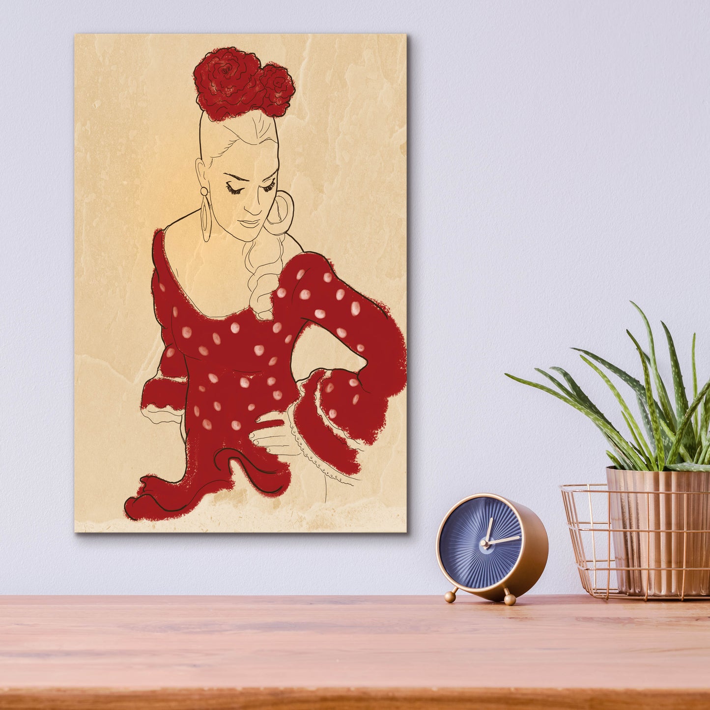 Epic Art 'Spanish Flamenco Woman Dancer In A Dotty Dress' by Sabrina Balbuena, Acrylic Glass Wall Art,12x16