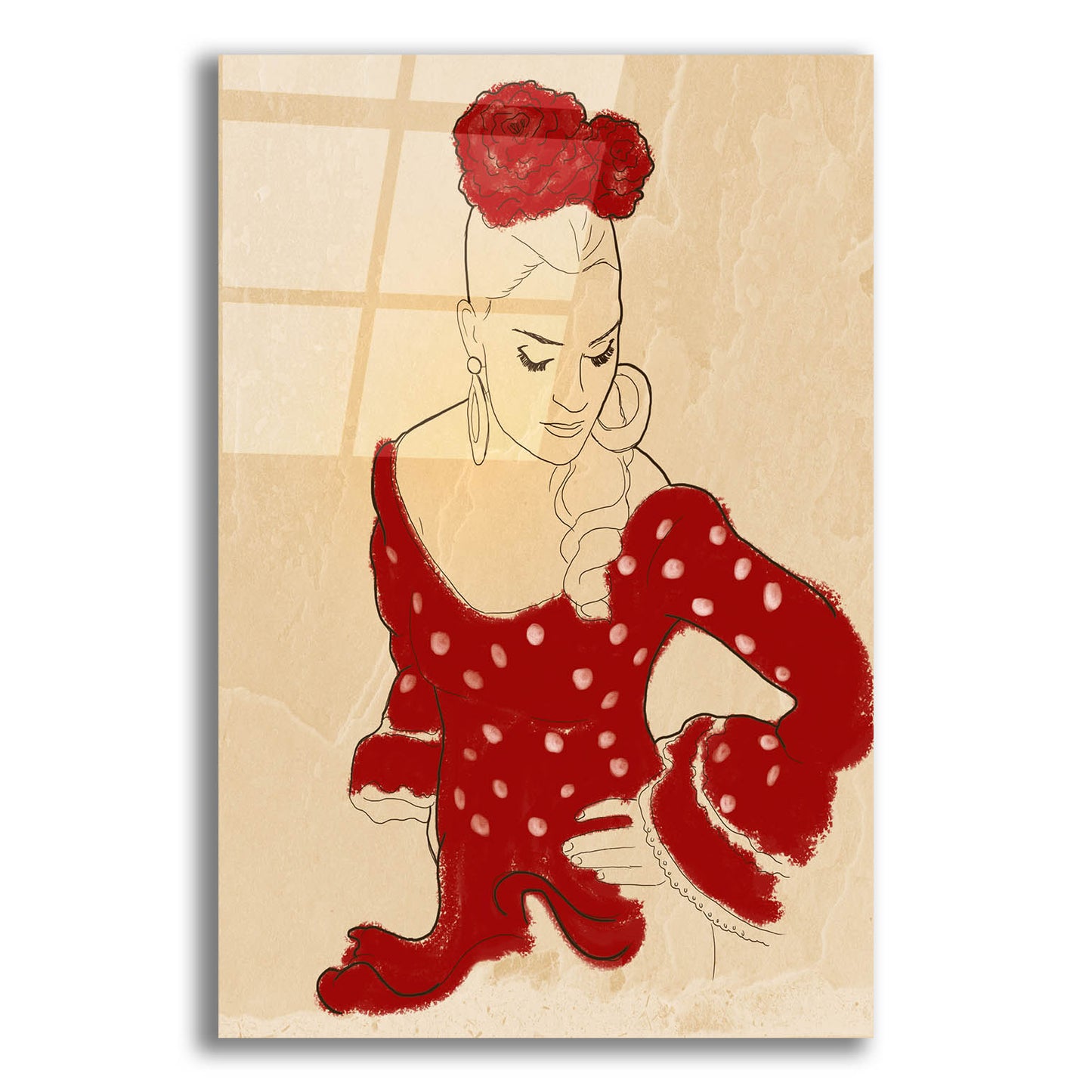 Epic Art 'Spanish Flamenco Woman Dancer In A Dotty Dress' by Sabrina Balbuena, Acrylic Glass Wall Art,12x16