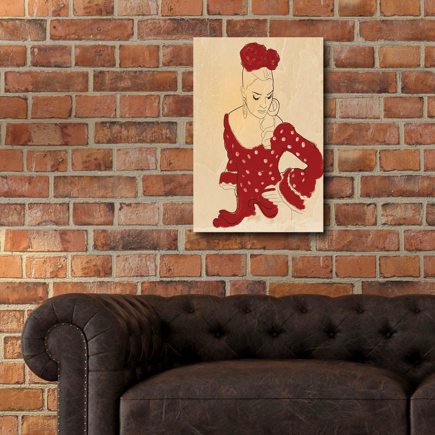 Epic Art 'Spanish Flamenco Woman Dancer In A Dotty Dress' by Sabrina Balbuena, Acrylic Glass Wall Art,16x24