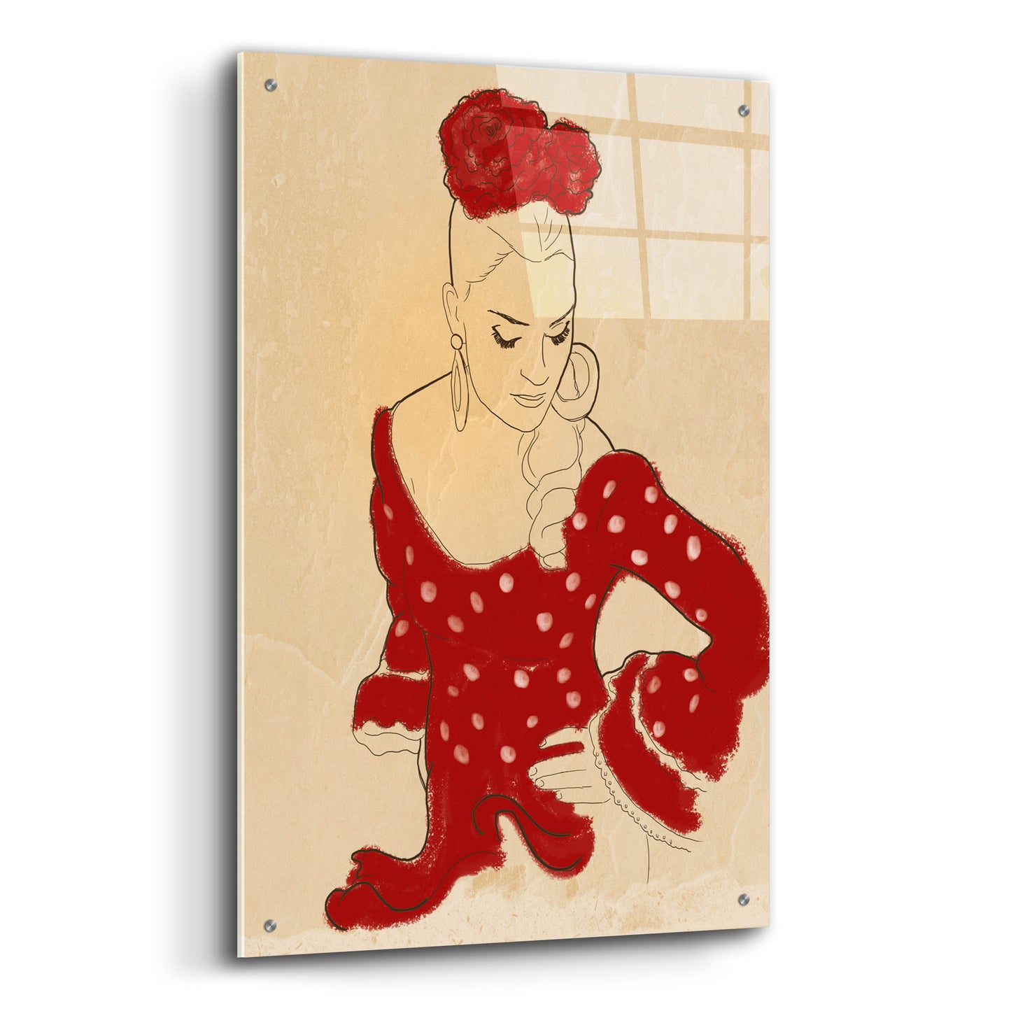 Epic Art 'Spanish Flamenco Woman Dancer In A Dotty Dress' by Sabrina Balbuena, Acrylic Glass Wall Art,24x36