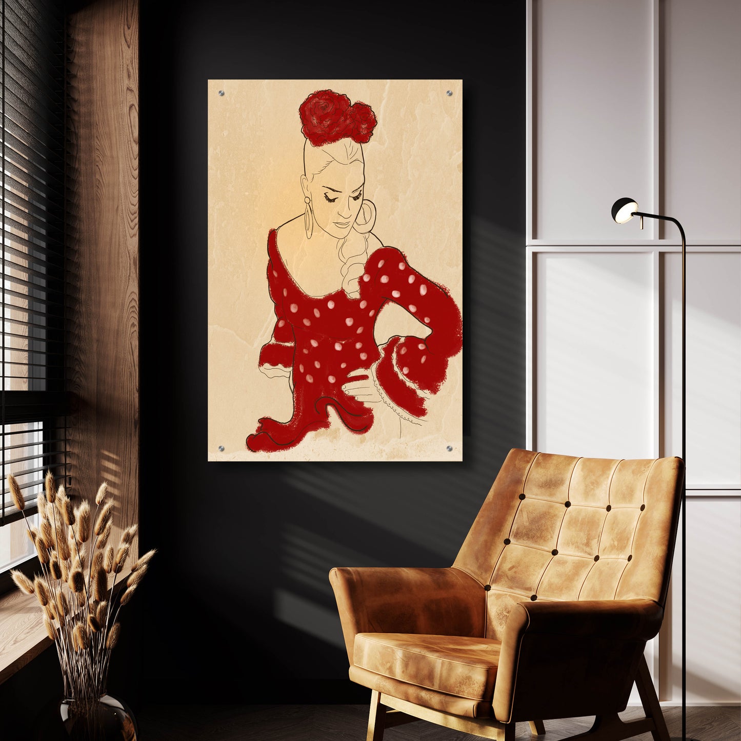 Epic Art 'Spanish Flamenco Woman Dancer In A Dotty Dress' by Sabrina Balbuena, Acrylic Glass Wall Art,24x36