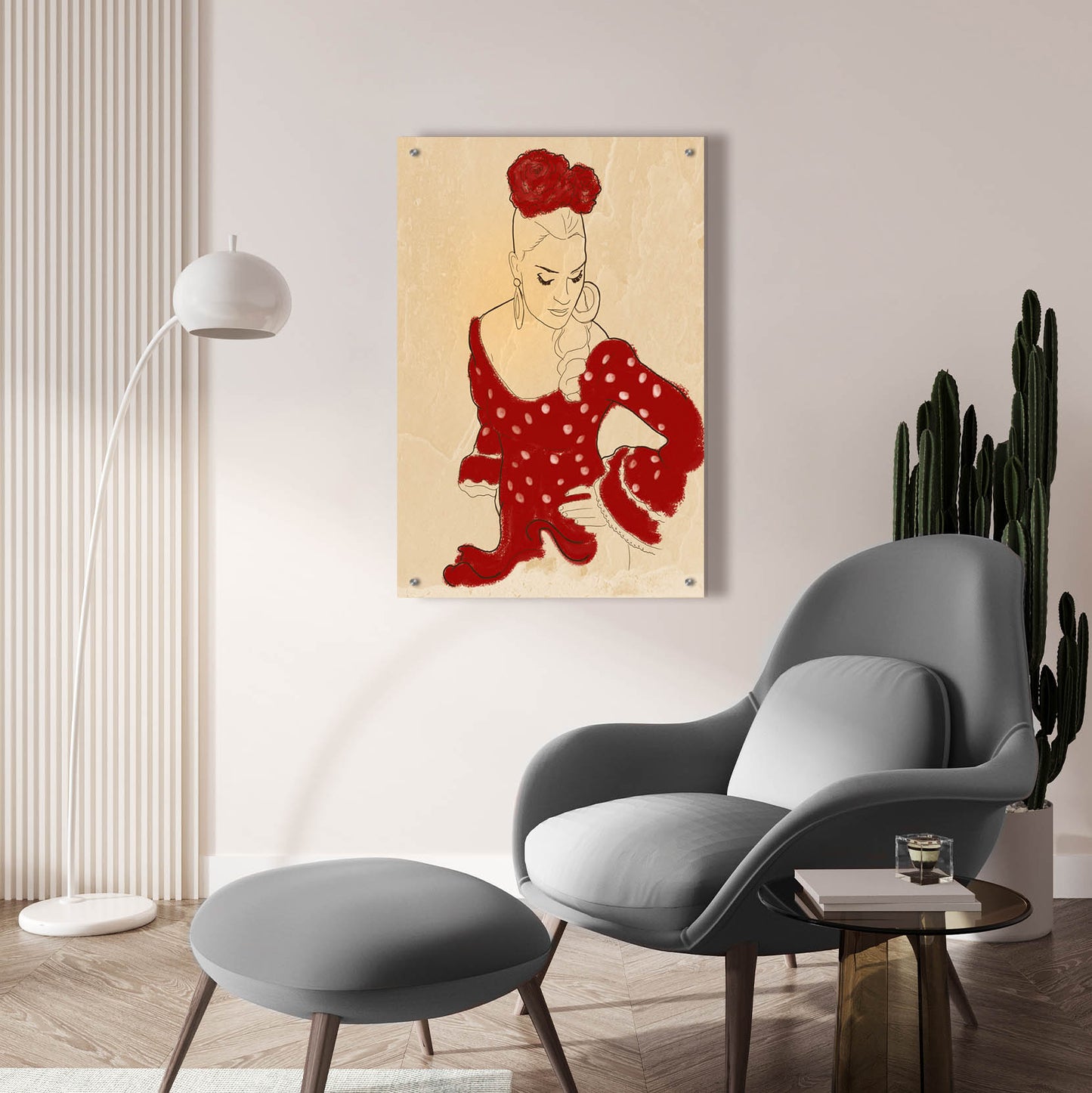 Epic Art 'Spanish Flamenco Woman Dancer In A Dotty Dress' by Sabrina Balbuena, Acrylic Glass Wall Art,24x36