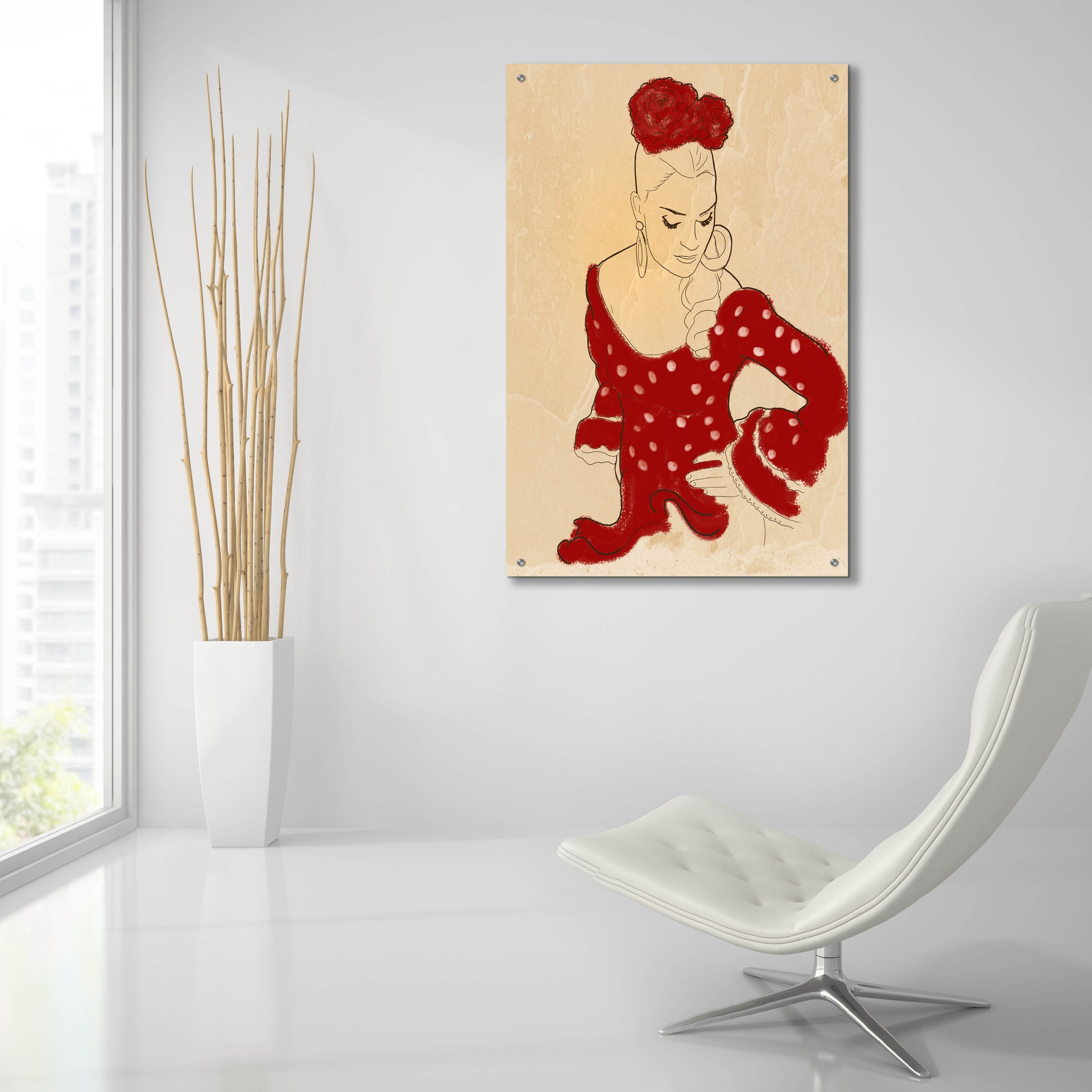 Epic Art 'Spanish Flamenco Woman Dancer In A Dotty Dress' by Sabrina Balbuena, Acrylic Glass Wall Art,24x36