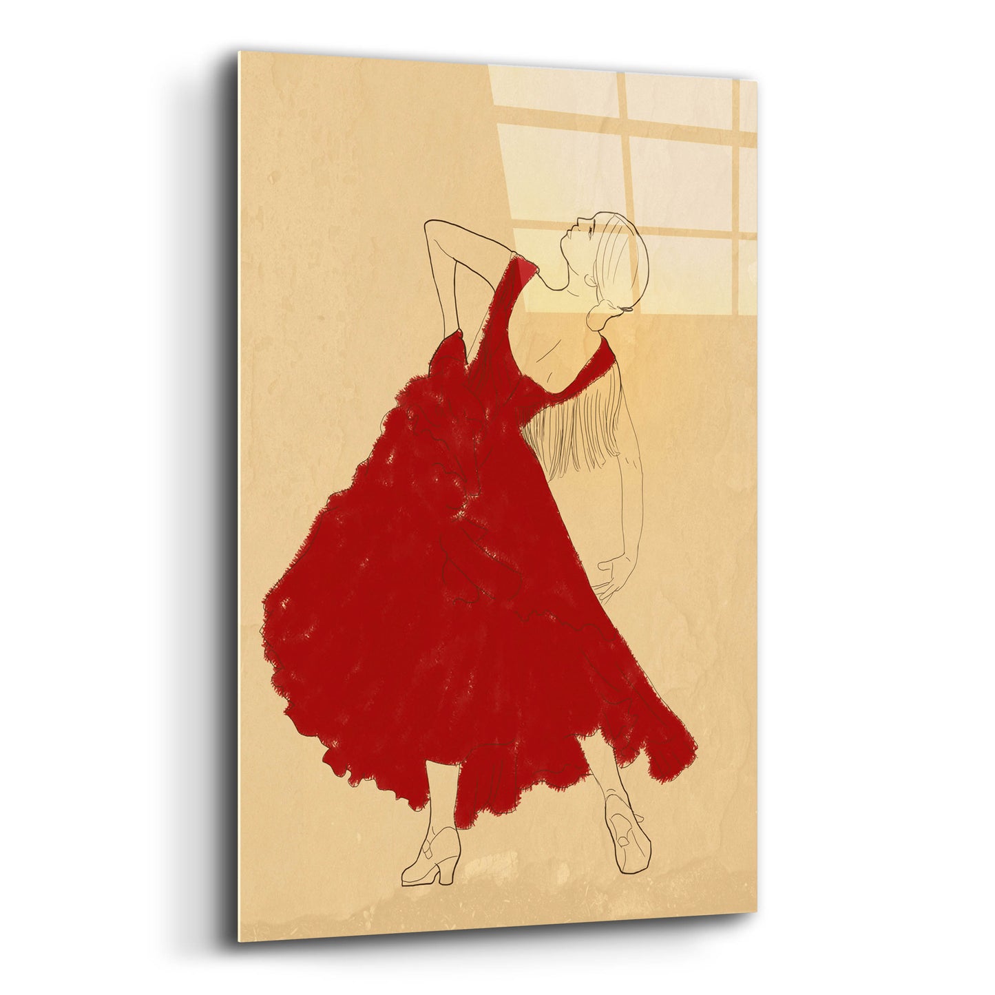 Epic Art 'Spanish Flamenco Woman Dancer In A Red Dress' by Sabrina Balbuena, Acrylic Glass Wall Art,12x16