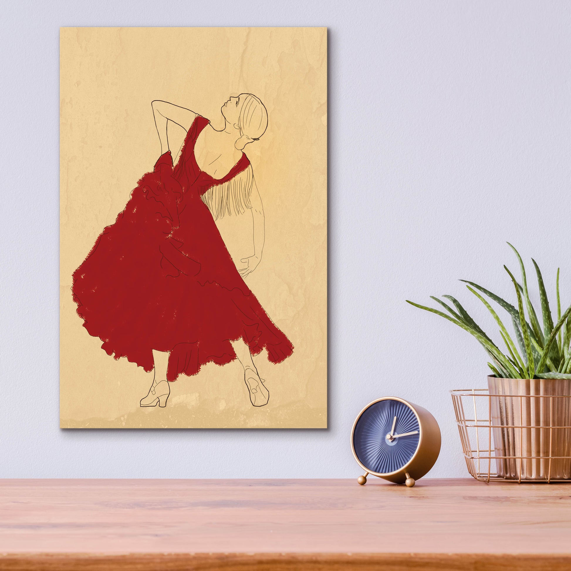 Epic Art 'Spanish Flamenco Woman Dancer In A Red Dress' by Sabrina Balbuena, Acrylic Glass Wall Art,12x16