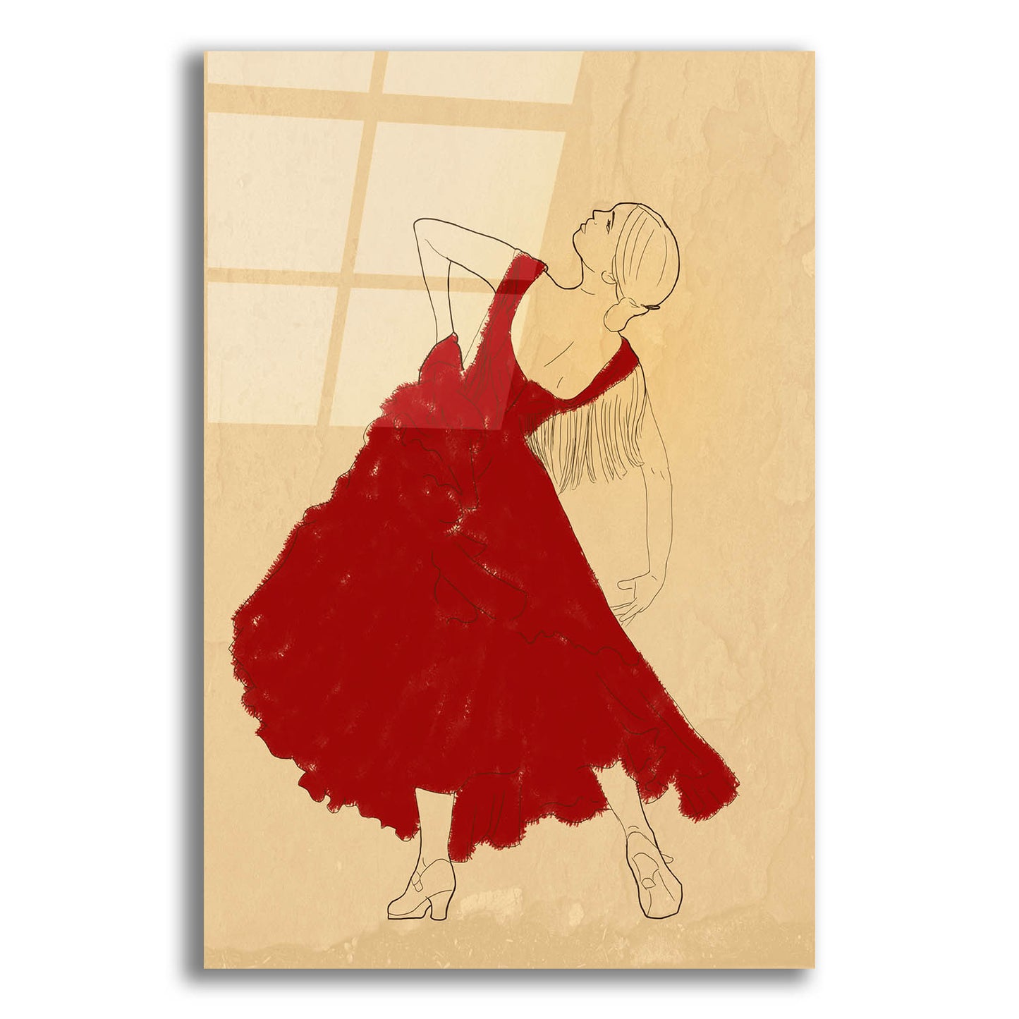 Epic Art 'Spanish Flamenco Woman Dancer In A Red Dress' by Sabrina Balbuena, Acrylic Glass Wall Art,12x16