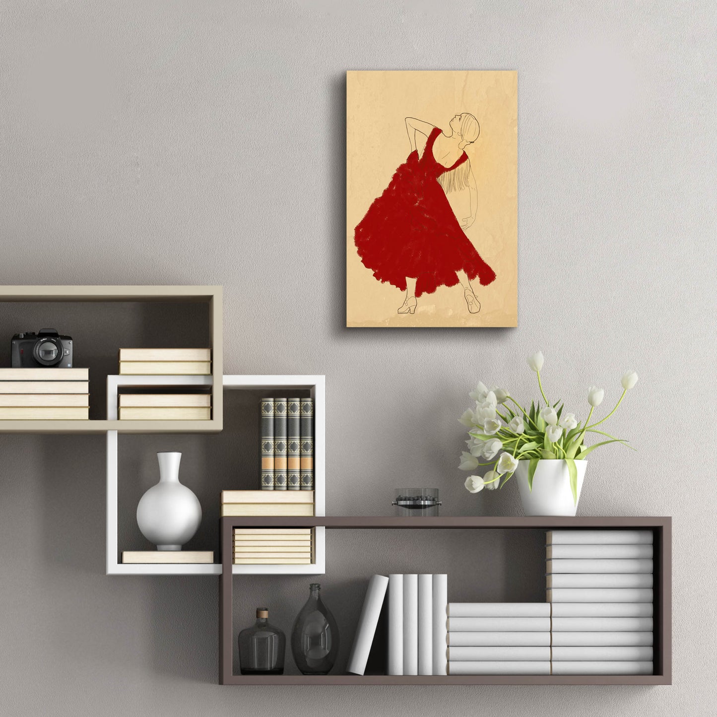 Epic Art 'Spanish Flamenco Woman Dancer In A Red Dress' by Sabrina Balbuena, Acrylic Glass Wall Art,16x24