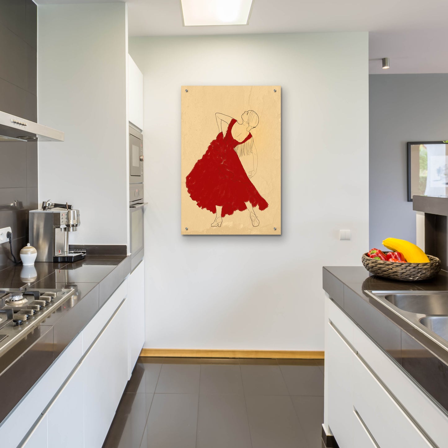 Epic Art 'Spanish Flamenco Woman Dancer In A Red Dress' by Sabrina Balbuena, Acrylic Glass Wall Art,24x36