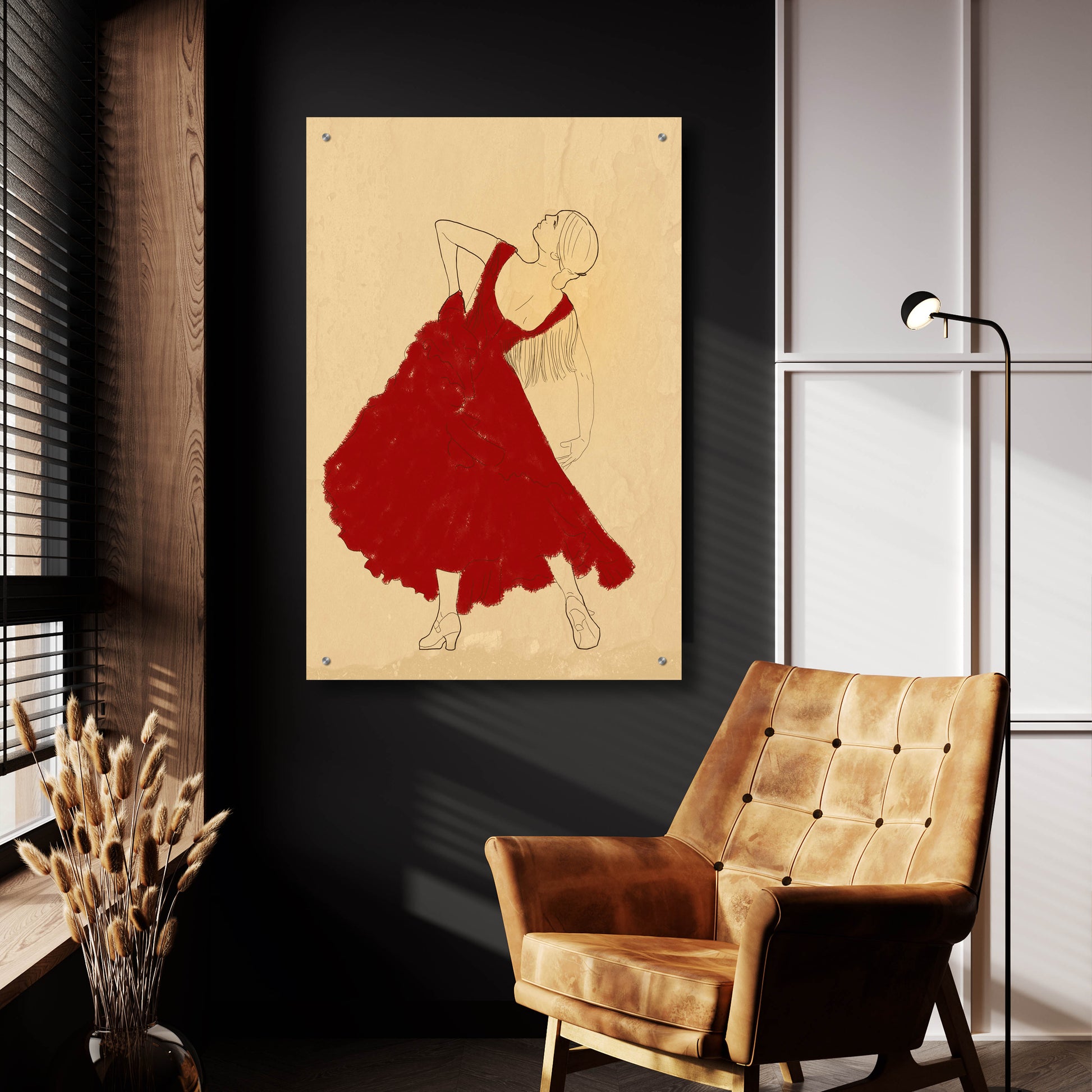 Epic Art 'Spanish Flamenco Woman Dancer In A Red Dress' by Sabrina Balbuena, Acrylic Glass Wall Art,24x36