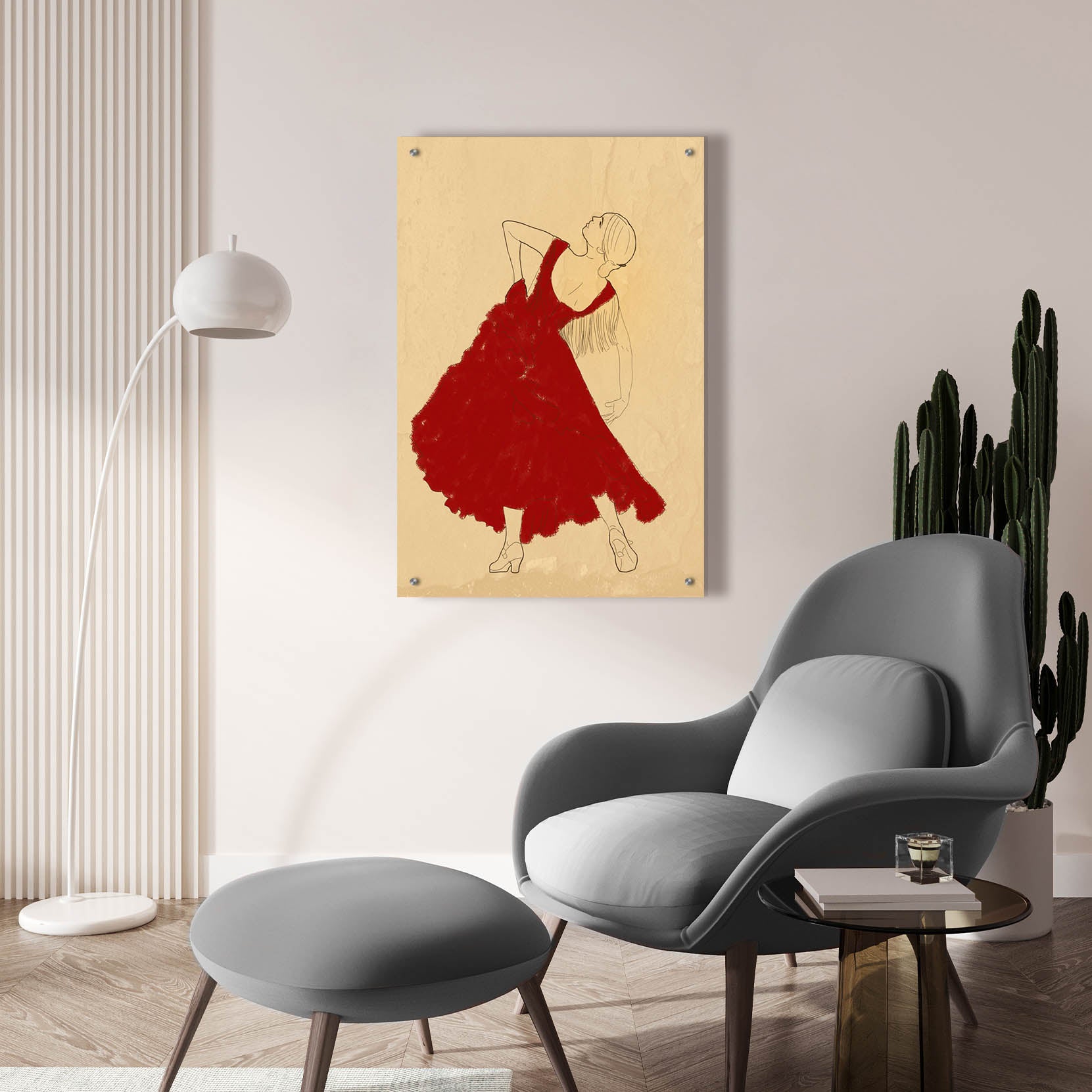 Epic Art 'Spanish Flamenco Woman Dancer In A Red Dress' by Sabrina Balbuena, Acrylic Glass Wall Art,24x36