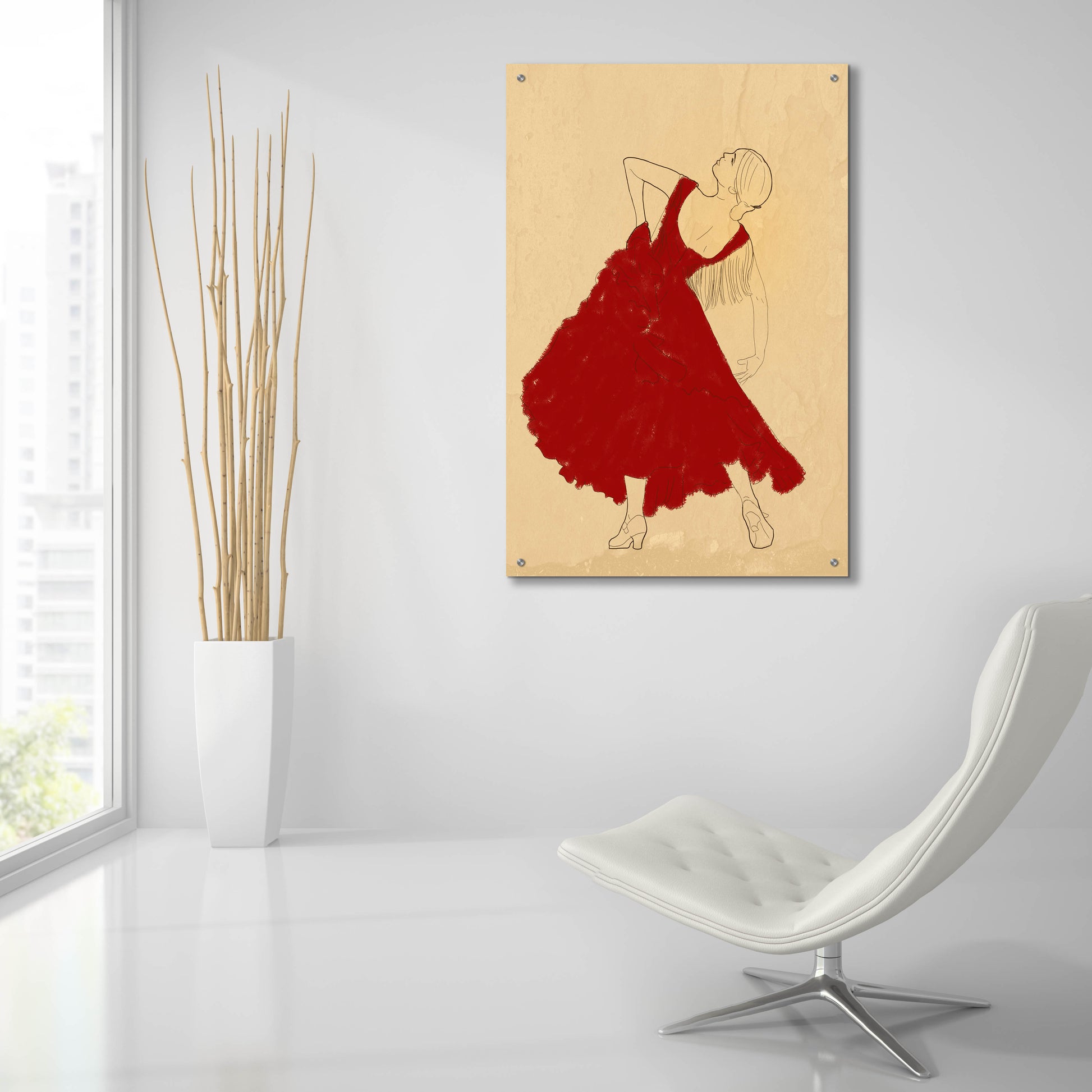 Epic Art 'Spanish Flamenco Woman Dancer In A Red Dress' by Sabrina Balbuena, Acrylic Glass Wall Art,24x36