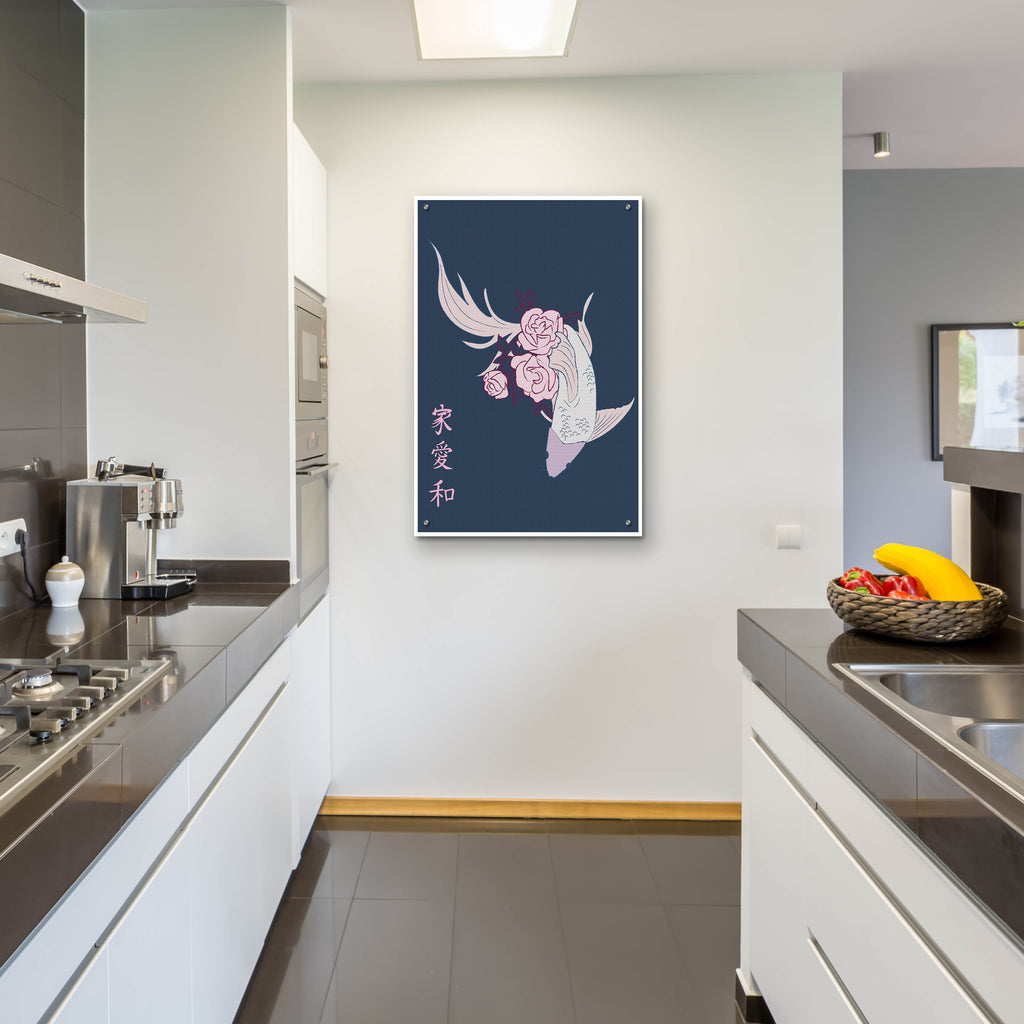 Epic Art 'Japanese Art Style Drawing Koi Fish' by Sabrina Balbuena, Acrylic Glass Wall Art,24x36