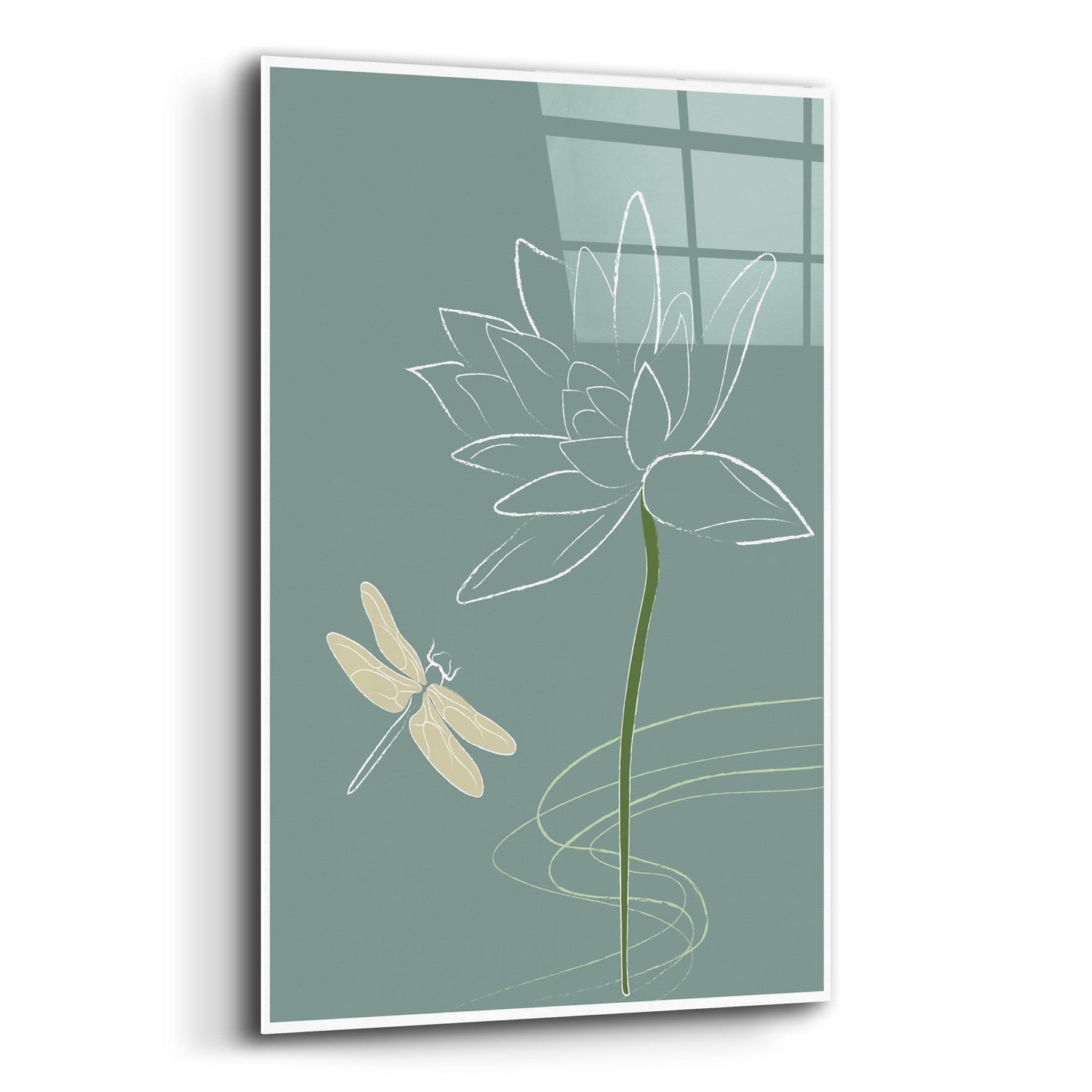 Epic Art 'Japanese Art Style Drawing Dragonfly And The Flower' by Sabrina Balbuena, Acrylic Glass Wall Art,12x16