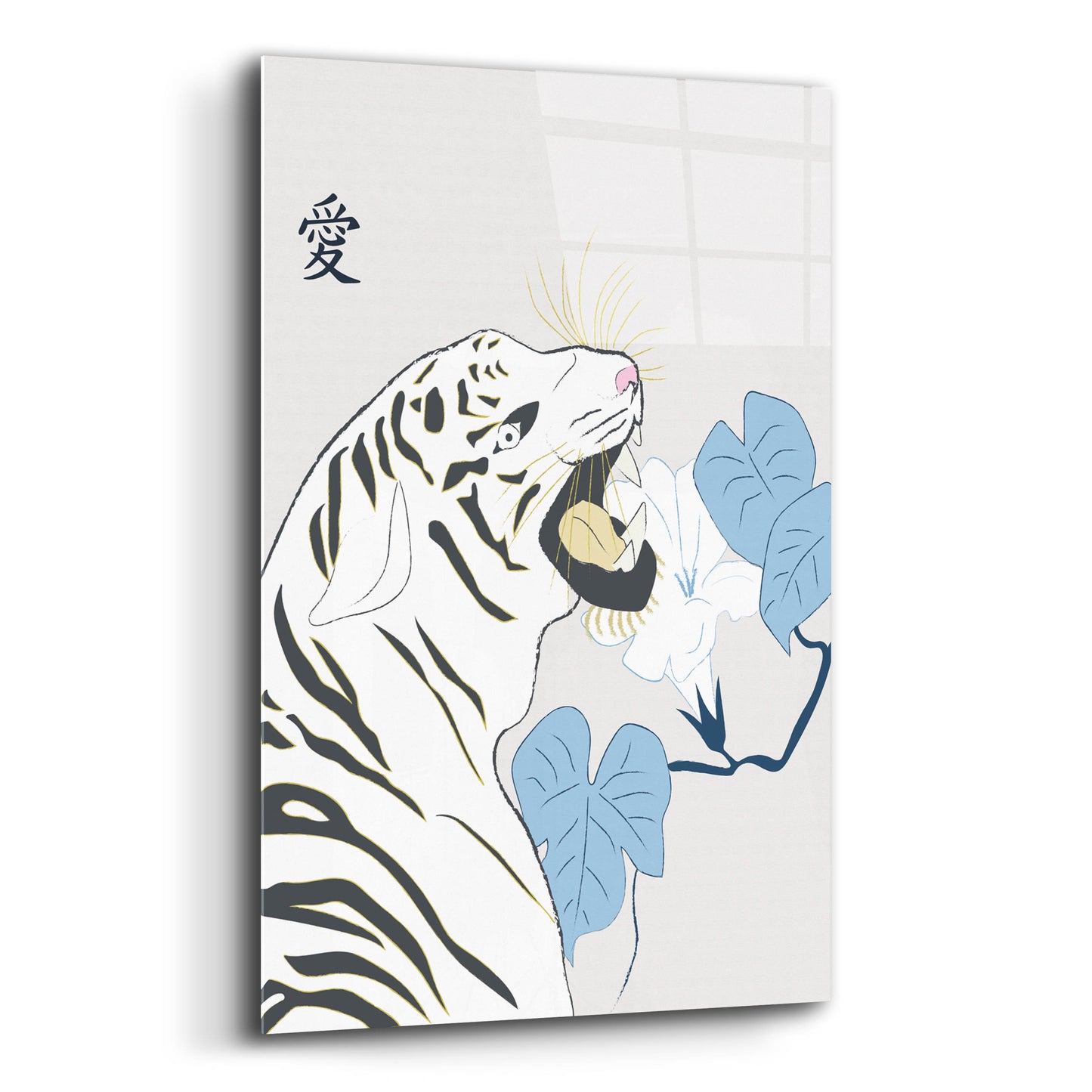 Epic Art 'Japanese Art Style Drawing White Tiger' by Sabrina Balbuena, Acrylic Glass Wall Art,12x16