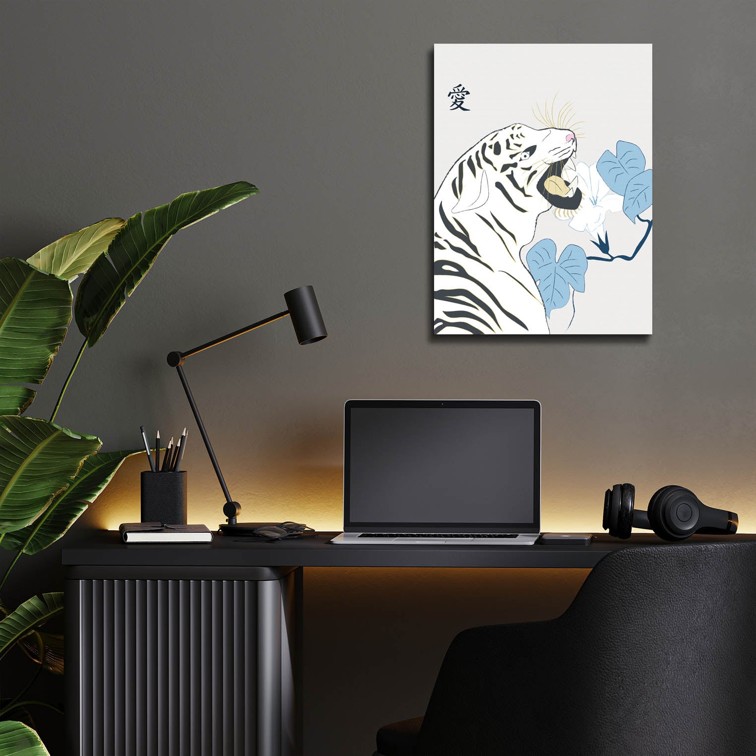 Epic Art 'Japanese Art Style Drawing White Tiger' by Sabrina Balbuena, Acrylic Glass Wall Art,12x16