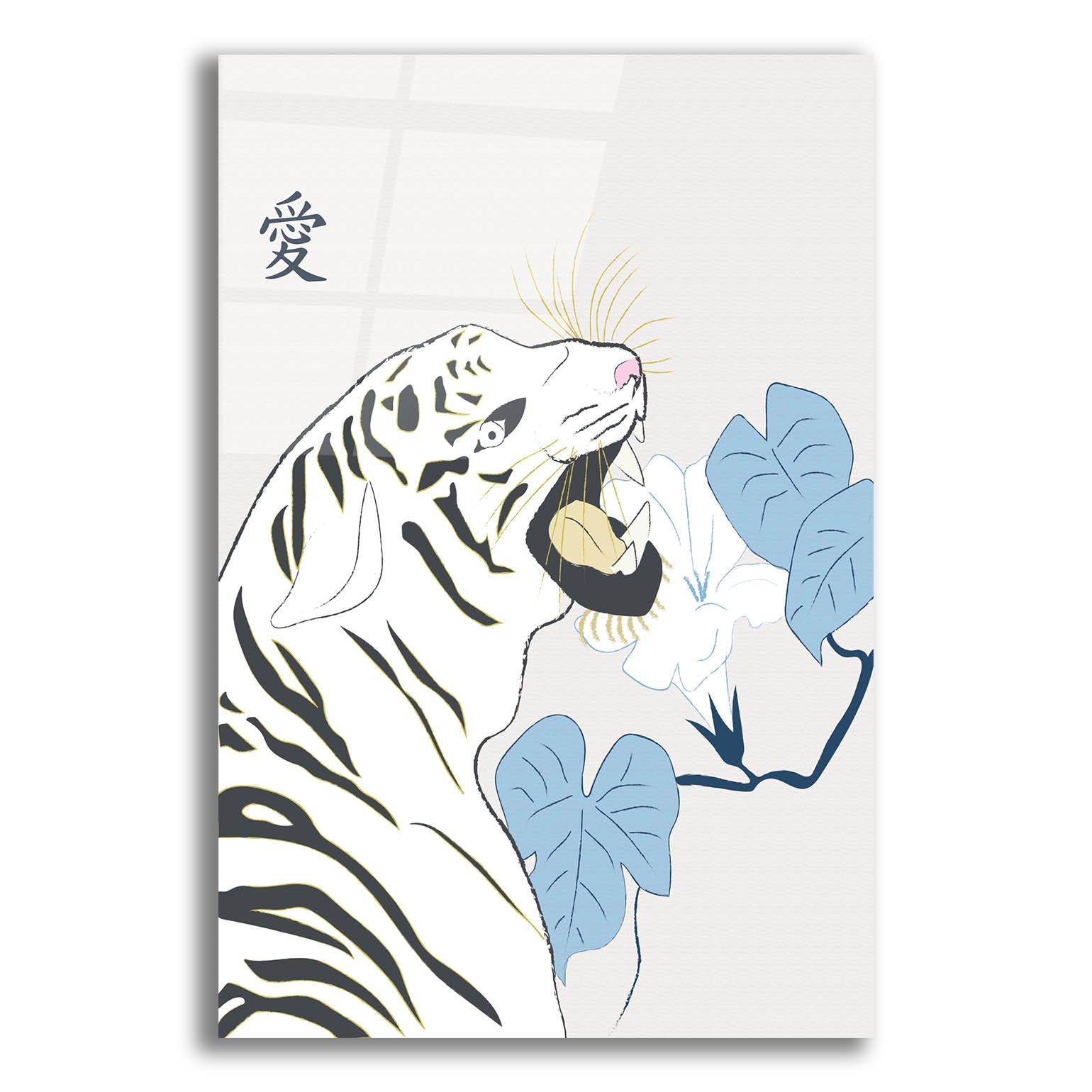 Epic Art 'Japanese Art Style Drawing White Tiger' by Sabrina Balbuena, Acrylic Glass Wall Art,12x16