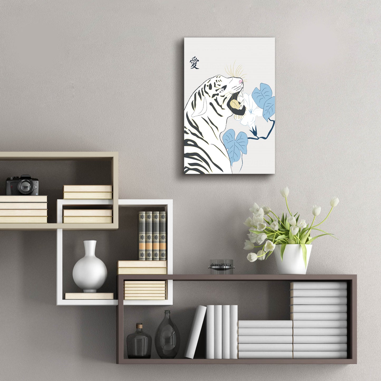 Epic Art 'Japanese Art Style Drawing White Tiger' by Sabrina Balbuena, Acrylic Glass Wall Art,16x24