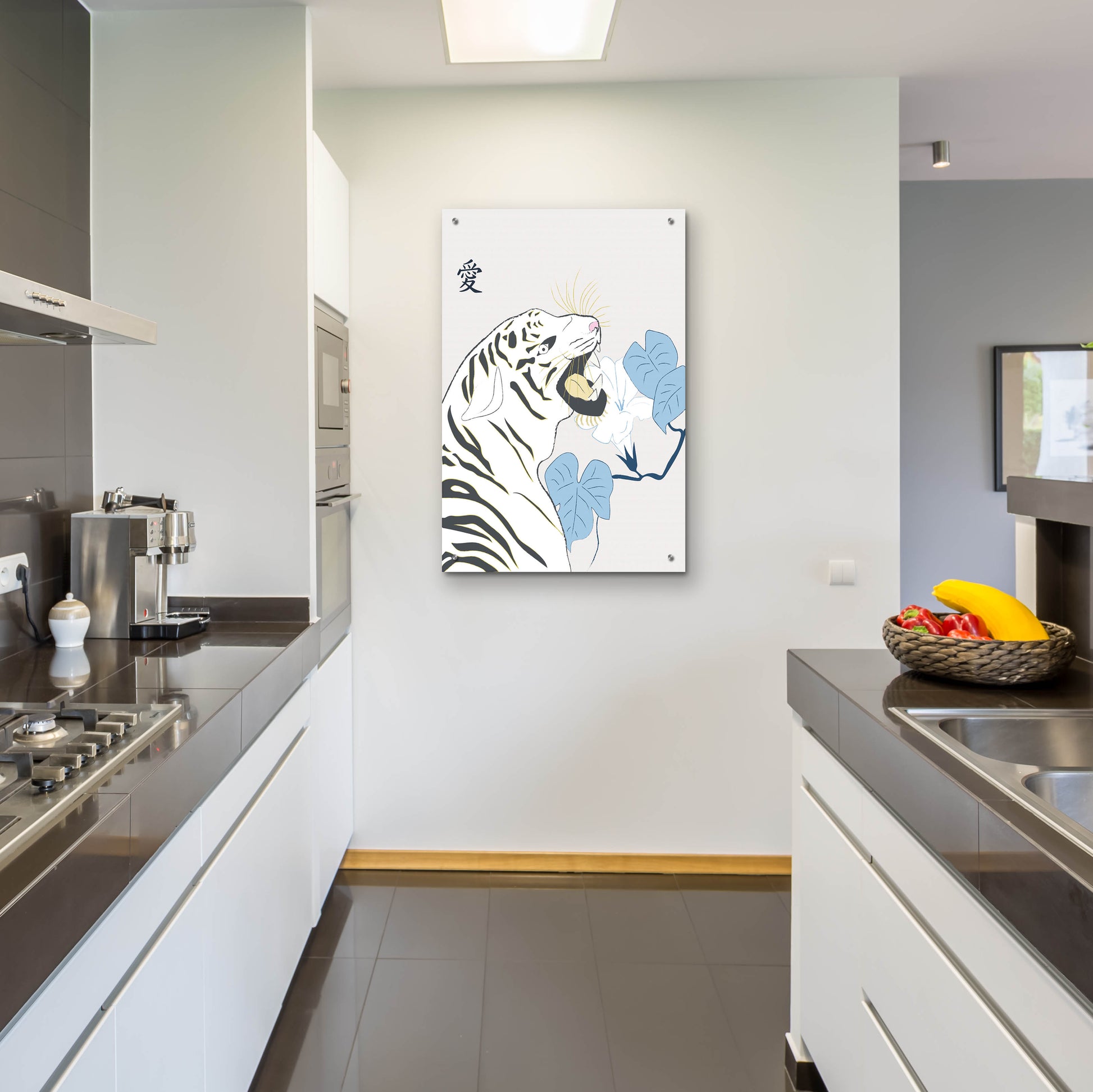 Epic Art 'Japanese Art Style Drawing White Tiger' by Sabrina Balbuena, Acrylic Glass Wall Art,24x36