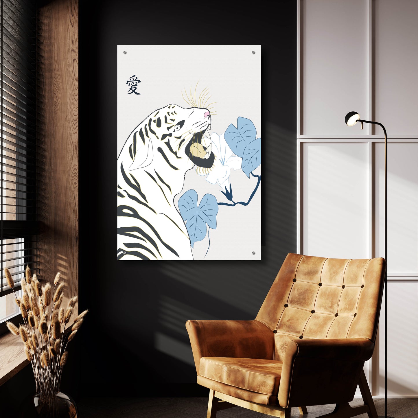 Epic Art 'Japanese Art Style Drawing White Tiger' by Sabrina Balbuena, Acrylic Glass Wall Art,24x36