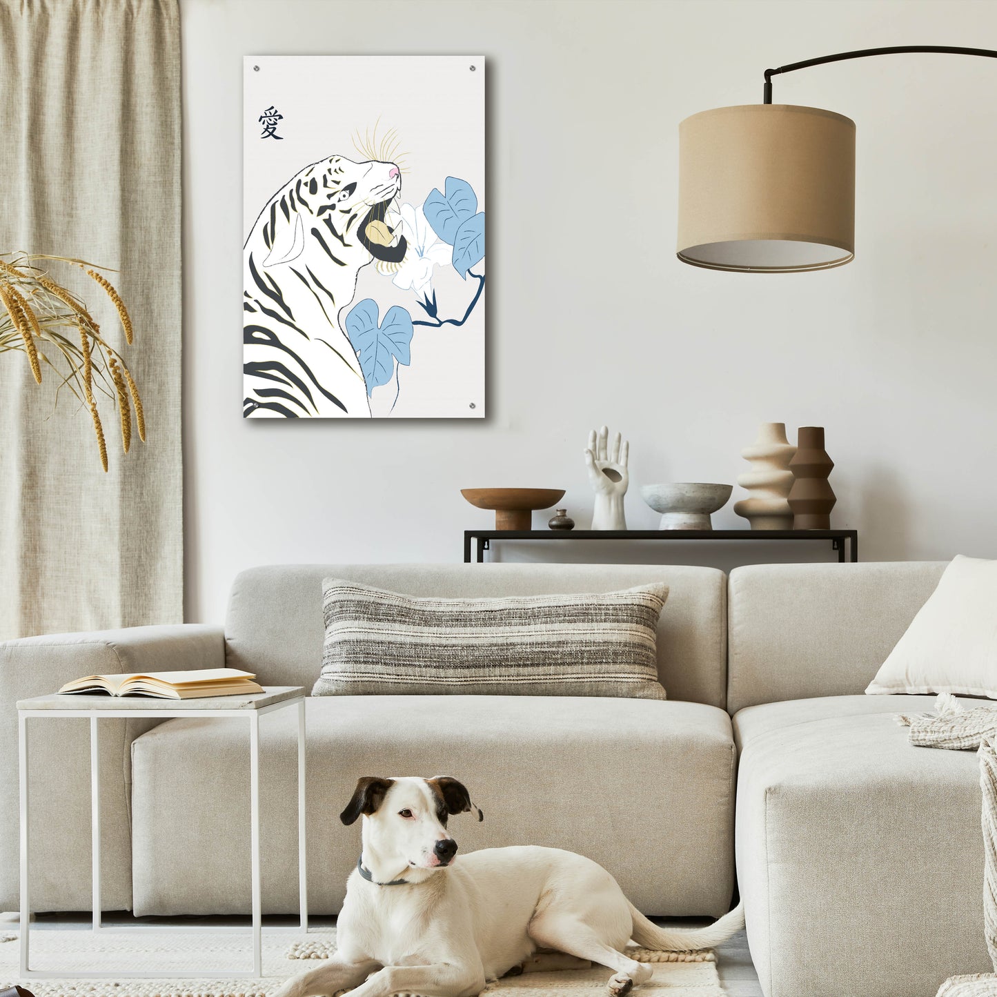 Epic Art 'Japanese Art Style Drawing White Tiger' by Sabrina Balbuena, Acrylic Glass Wall Art,24x36