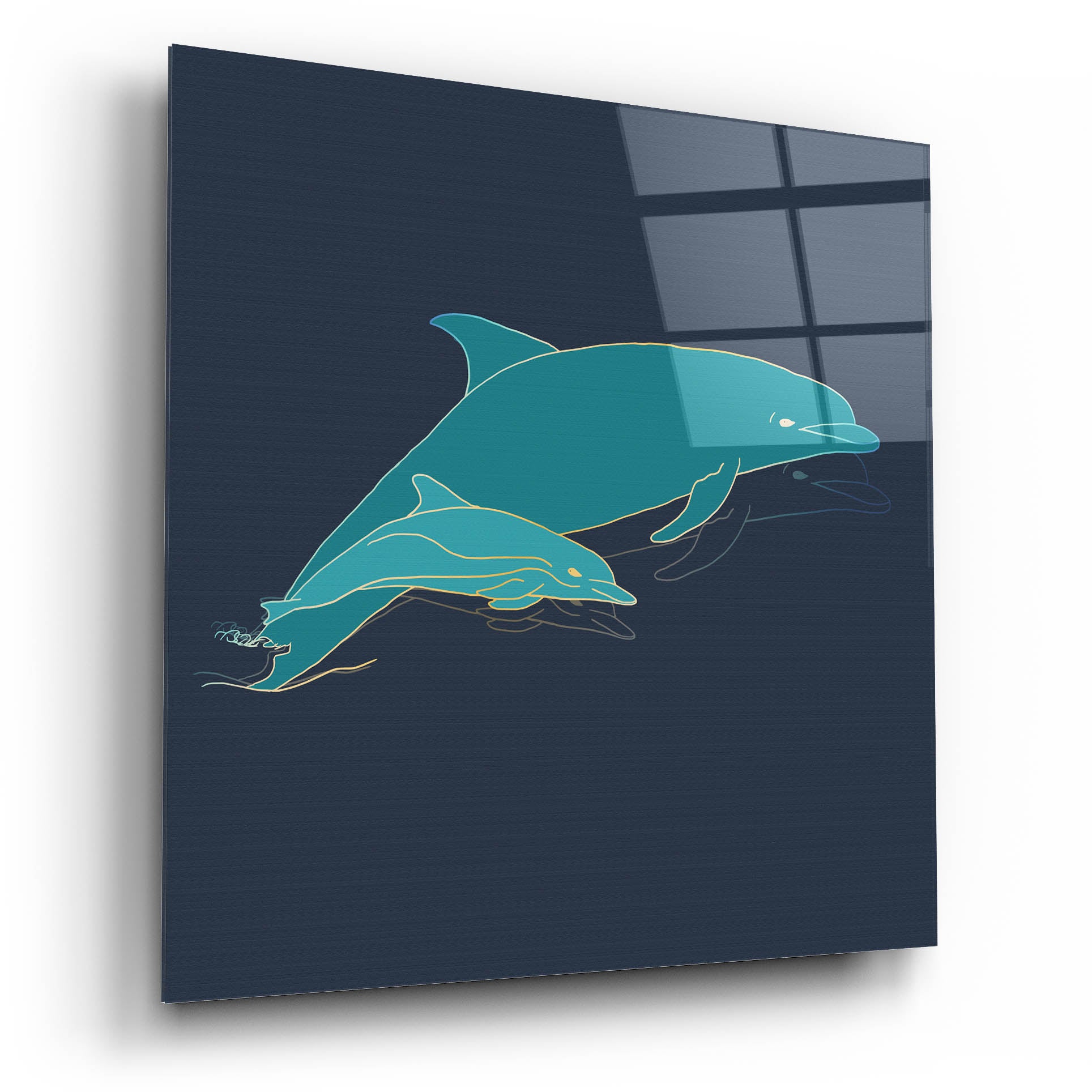 Epic Art 'Sealife Blue Dolphins' by Sabrina Balbuena, Acrylic Glass Wall Art,12x12