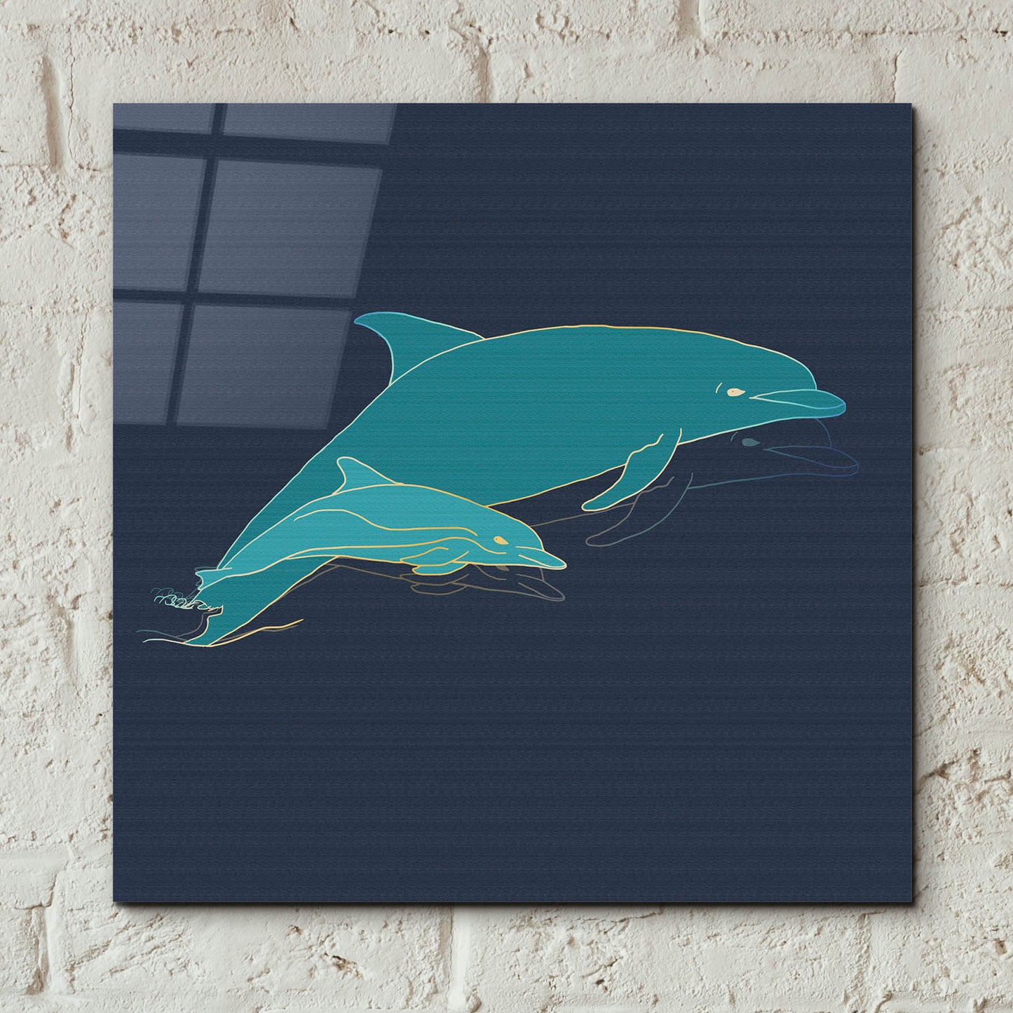 Epic Art 'Sealife Blue Dolphins' by Sabrina Balbuena, Acrylic Glass Wall Art,12x12