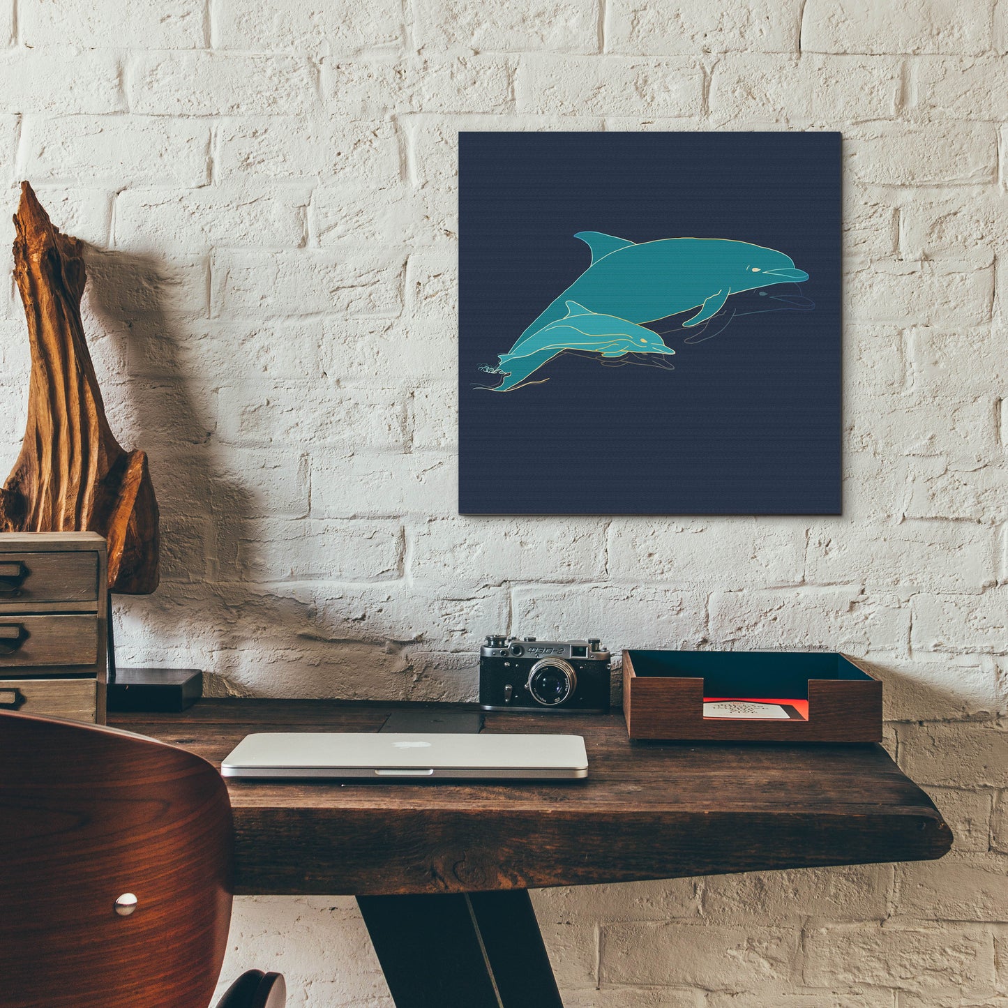 Epic Art 'Sealife Blue Dolphins' by Sabrina Balbuena, Acrylic Glass Wall Art,12x12