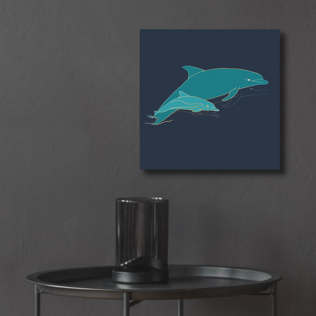 Epic Art 'Sealife Blue Dolphins' by Sabrina Balbuena, Acrylic Glass Wall Art,12x12