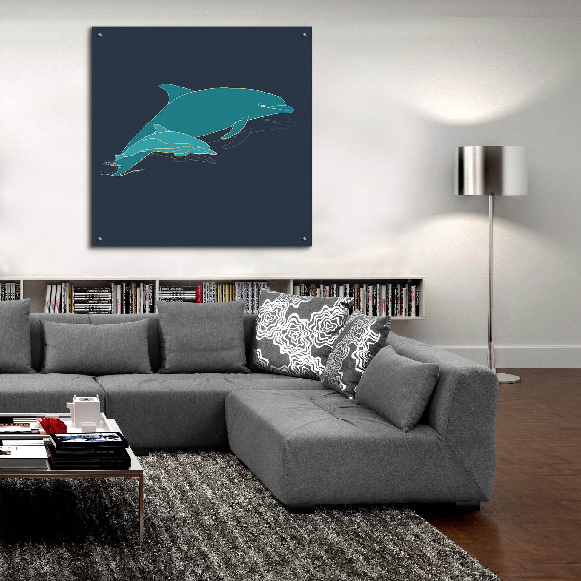 Epic Art 'Sealife Blue Dolphins' by Sabrina Balbuena, Acrylic Glass Wall Art,36x36