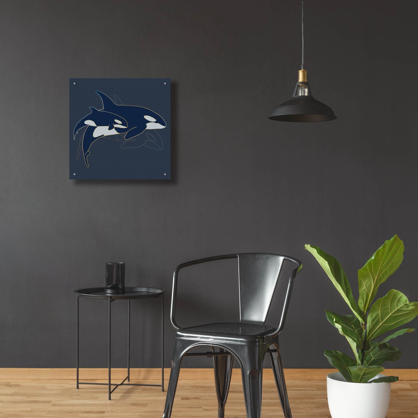 Epic Art 'Sealife Blue And Gold Killer Whales' by Sabrina Balbuena, Acrylic Glass Wall Art,24x24