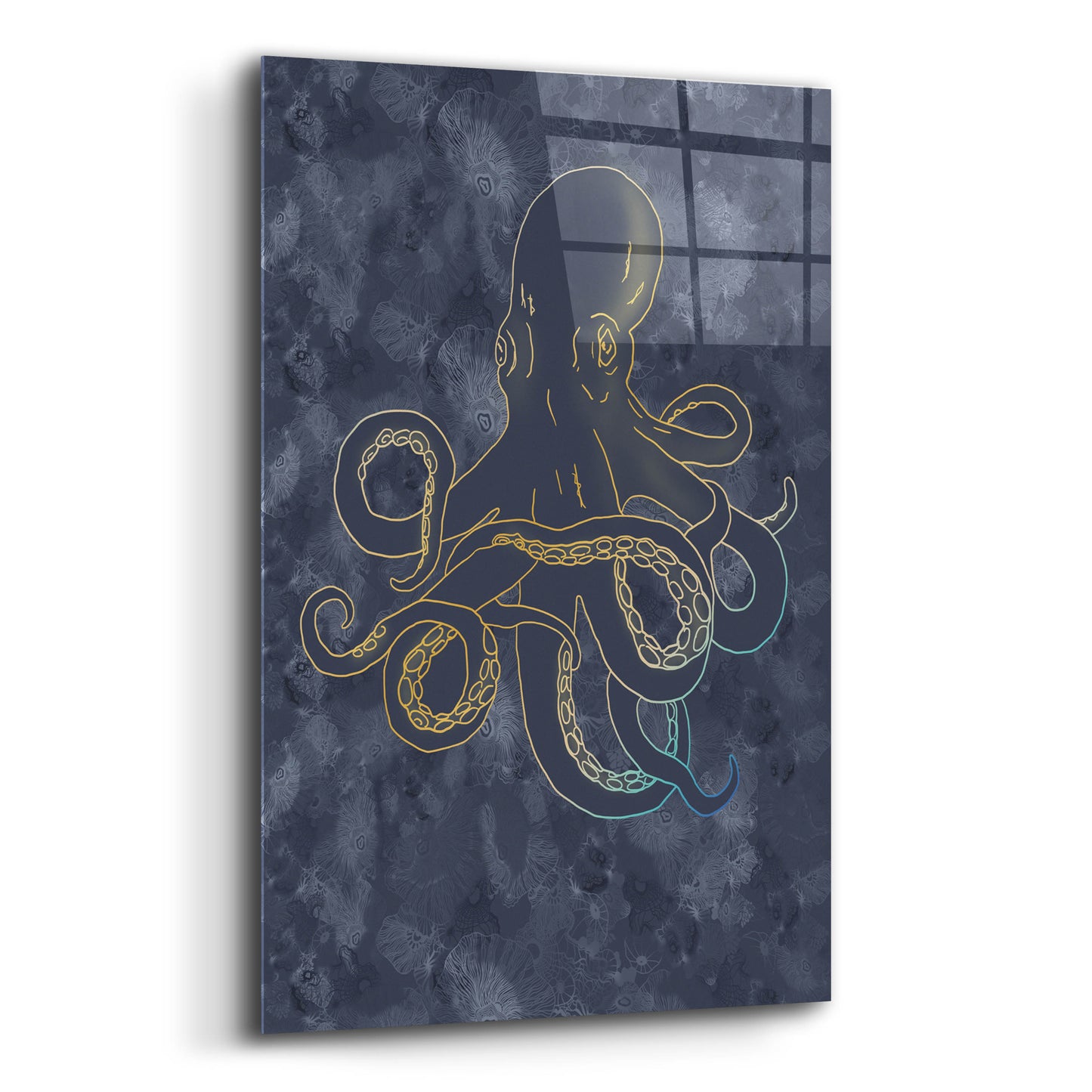 Epic Art 'Sealife Blue And Gold Giant Octopus' by Sabrina Balbuena, Acrylic Glass Wall Art,12x16