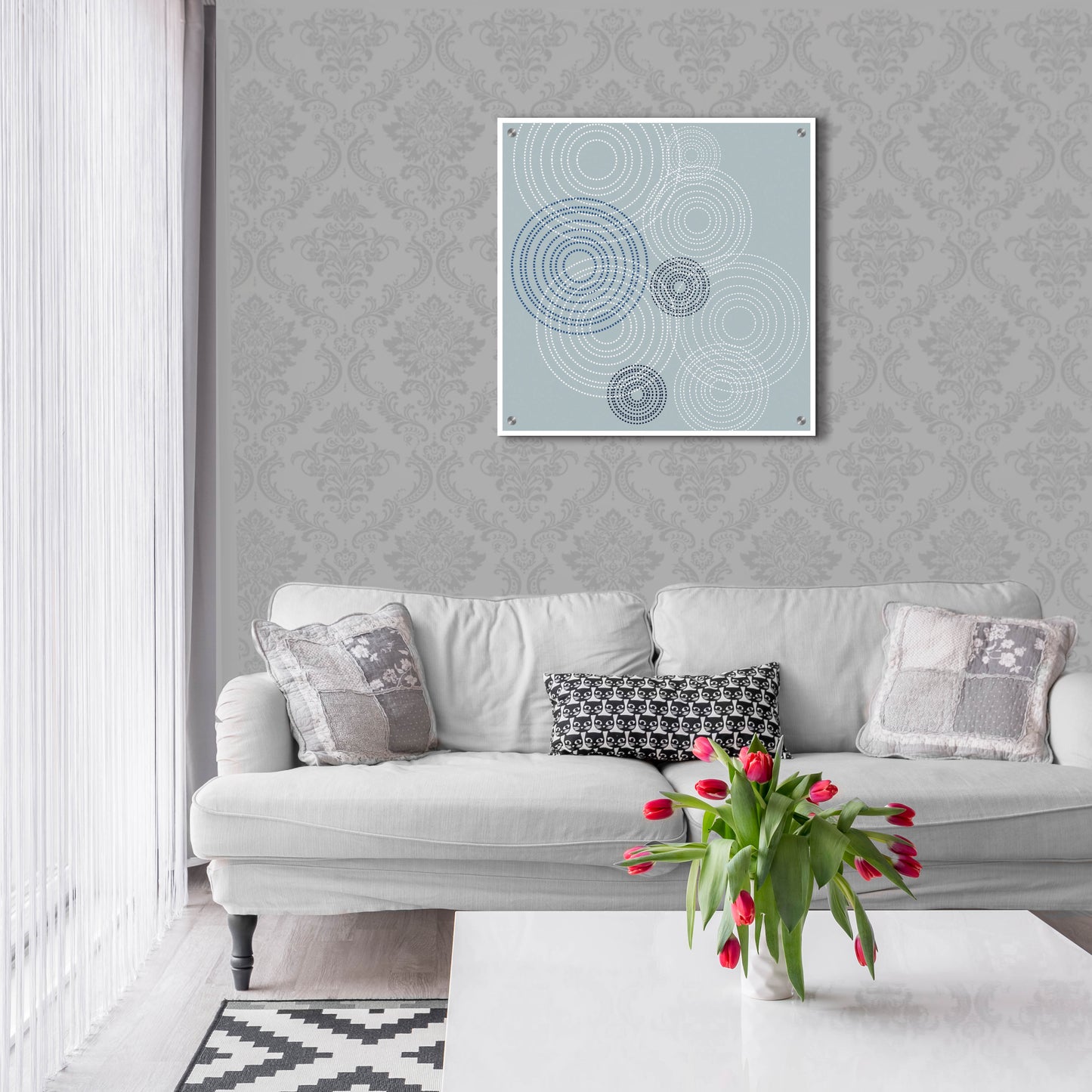 Epic Art 'Blue Big Abstractred Woven Circles' by Sabrina Balbuena, Acrylic Glass Wall Art,24x24