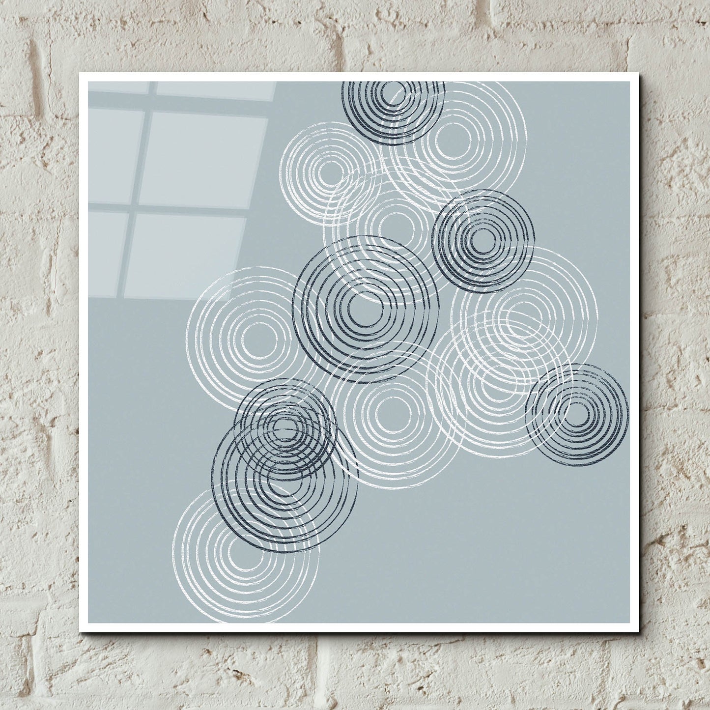 Epic Art 'Blue And White Big Abstractred Woven Circles' by Sabrina Balbuena, Acrylic Glass Wall Art,12x12