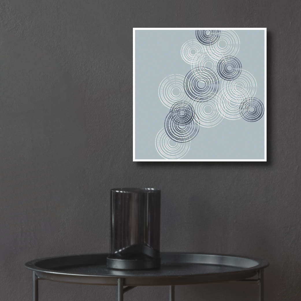 Epic Art 'Blue And White Big Abstractred Woven Circles' by Sabrina Balbuena, Acrylic Glass Wall Art,12x12