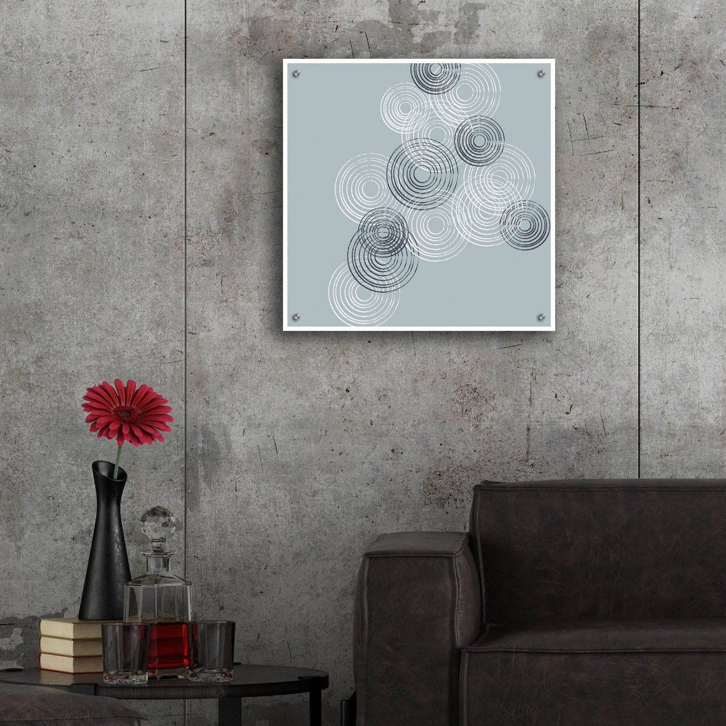 Epic Art 'Blue And White Big Abstractred Woven Circles' by Sabrina Balbuena, Acrylic Glass Wall Art,24x24