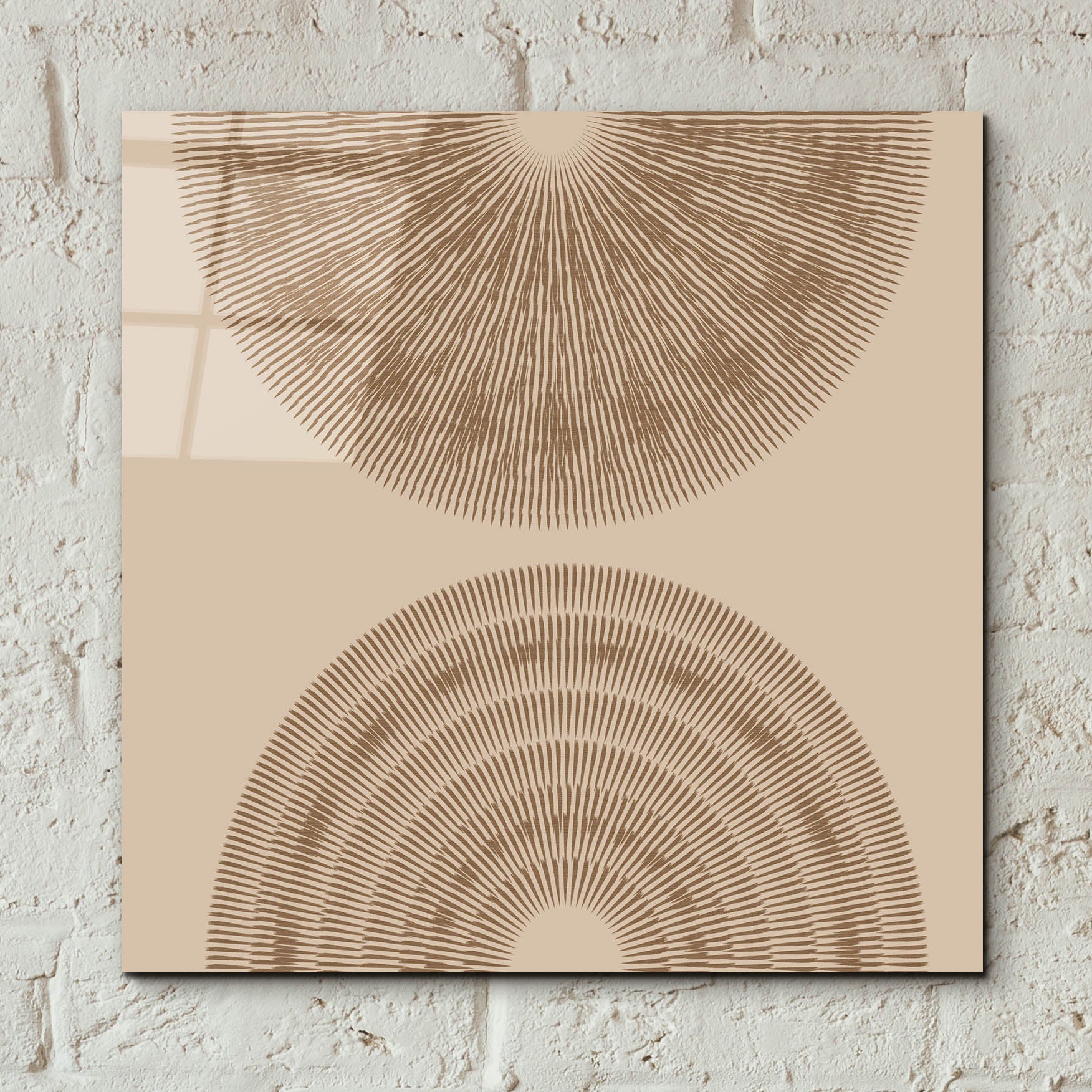 Epic Art 'Beige And Brown 2 Big Abstractred Woven Circles' by Sabrina Balbuena, Acrylic Glass Wall Art,12x12